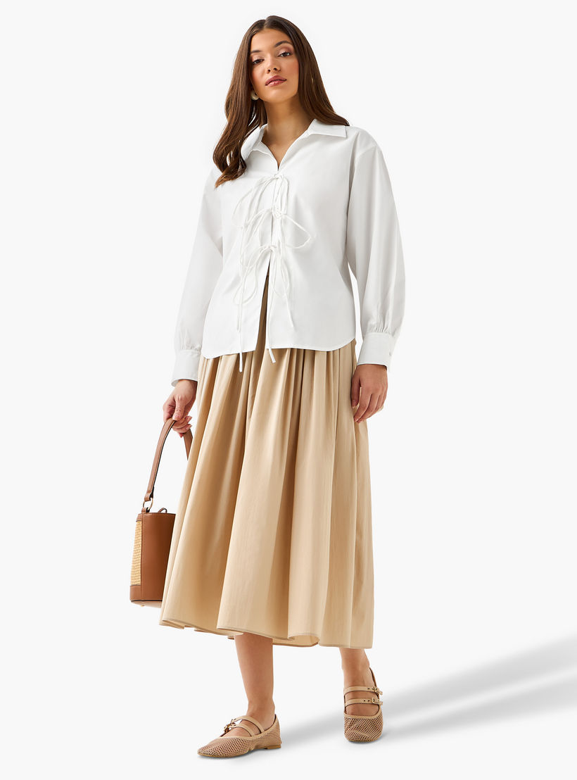 Iconic Relaxed Fit Cotton Shirt with Tie-Ups-women-clothing-shirtsandblouses-shirts-image-3