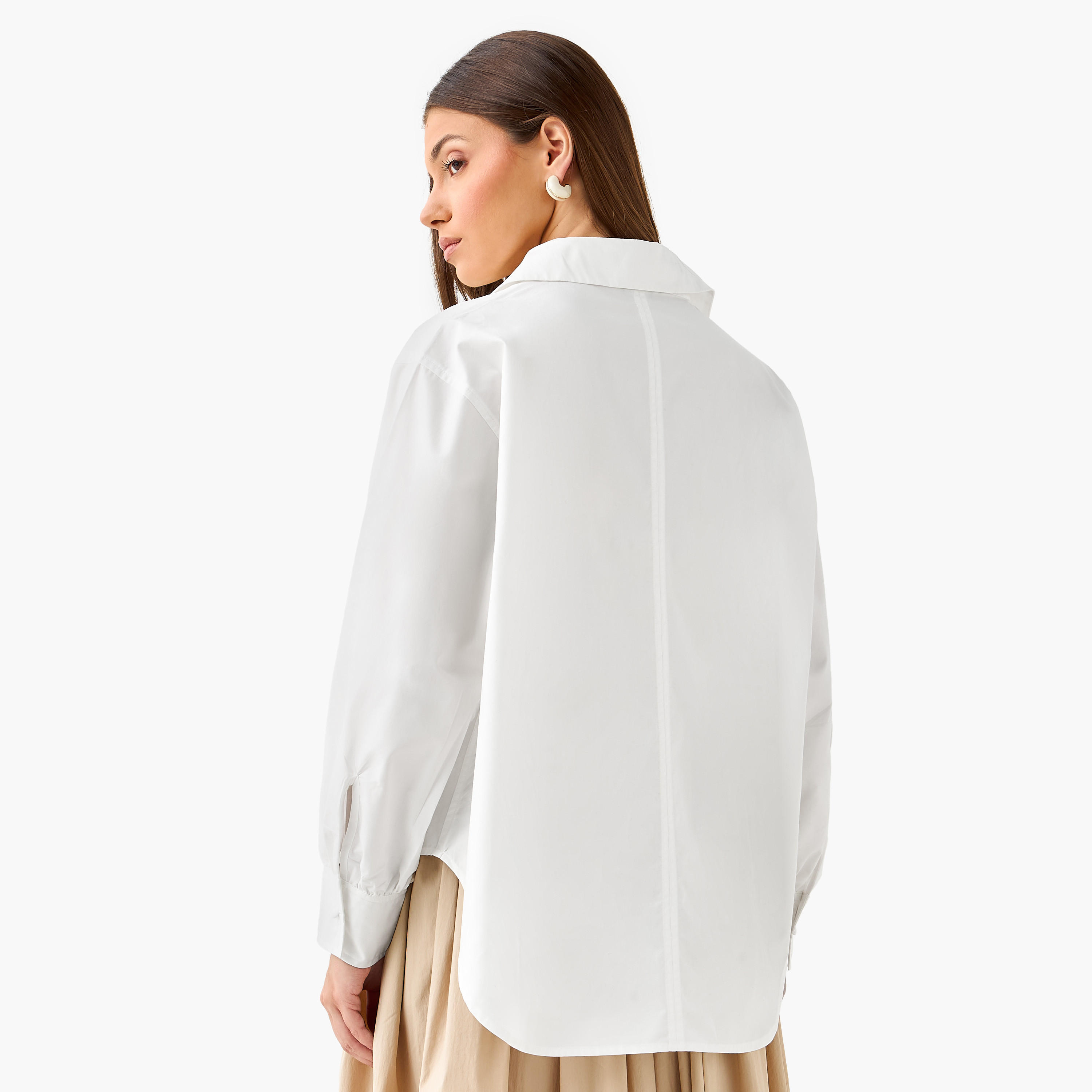 Iconic Relaxed Fit Cotton Shirt with Tie-Ups-women-clothing-shirtsandblouses-shirts-image-5