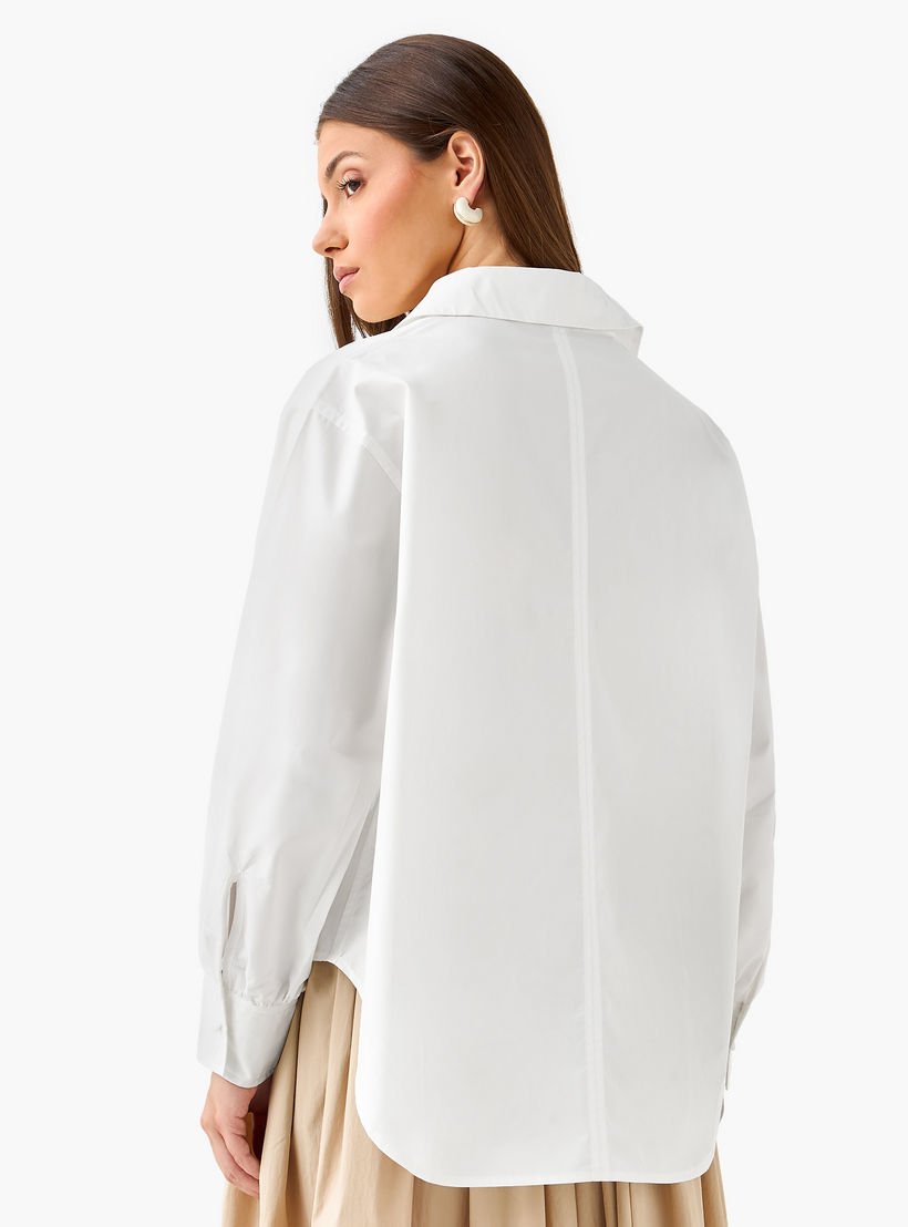 Iconic Relaxed Fit Cotton Shirt with Tie-Ups-women-clothing-shirtsandblouses-shirts-image-5