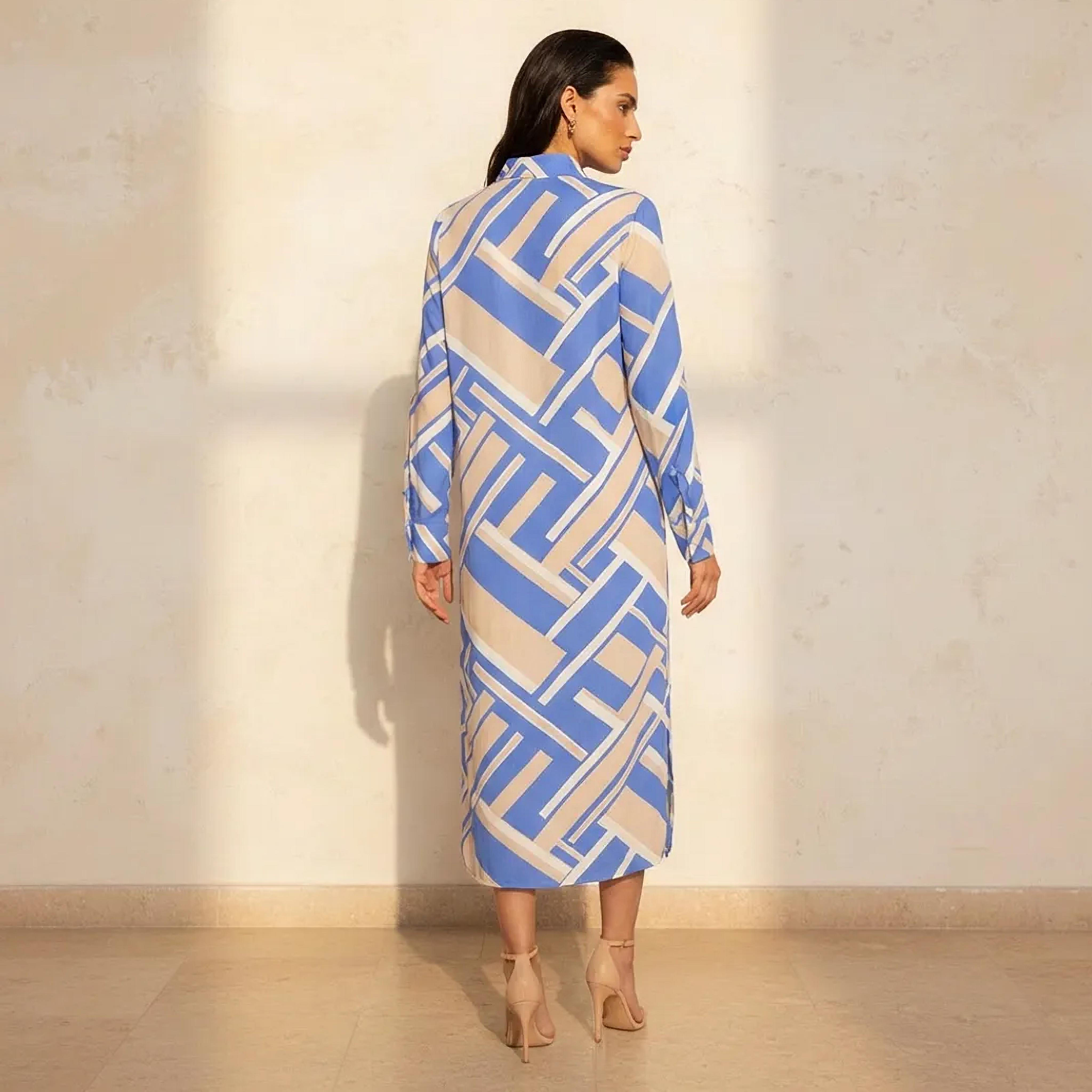 Iconic Midi Viscose Shirt Dress with Geometric Print-women-clothing-dresses-image-4
