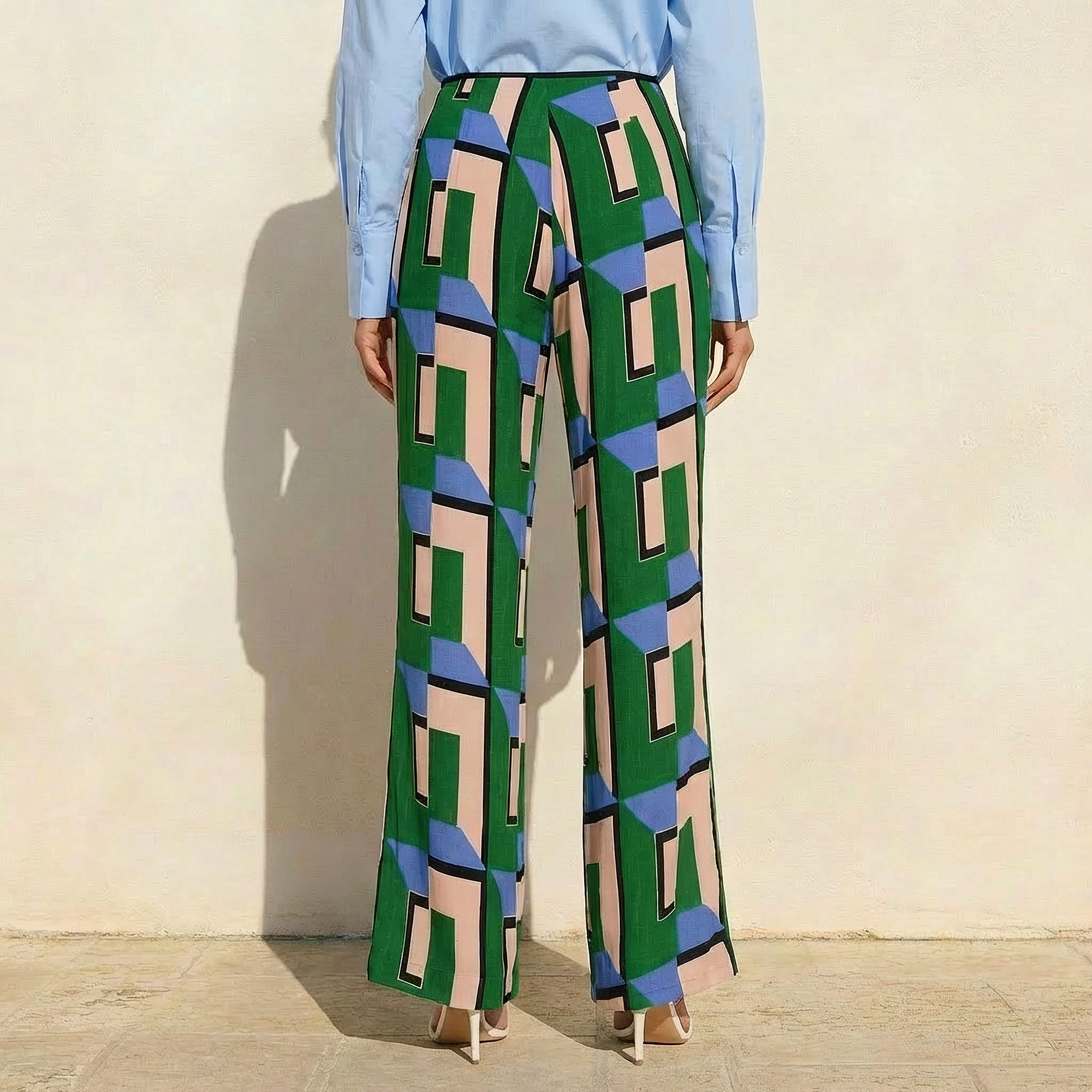بنطلون واسع الساقين فيسكوز بخصر مرتفع وطبعات من آيكونيك-women-clothing-bottoms-trousers-image-4