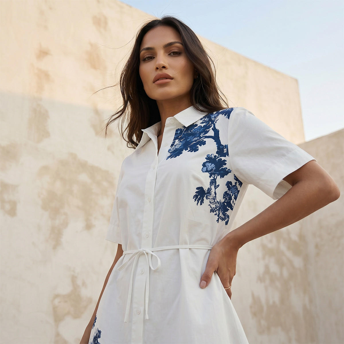 Iconic Printed Women Shirt Dress with Tie-Up Belt-women-clothing-dresses-image-4