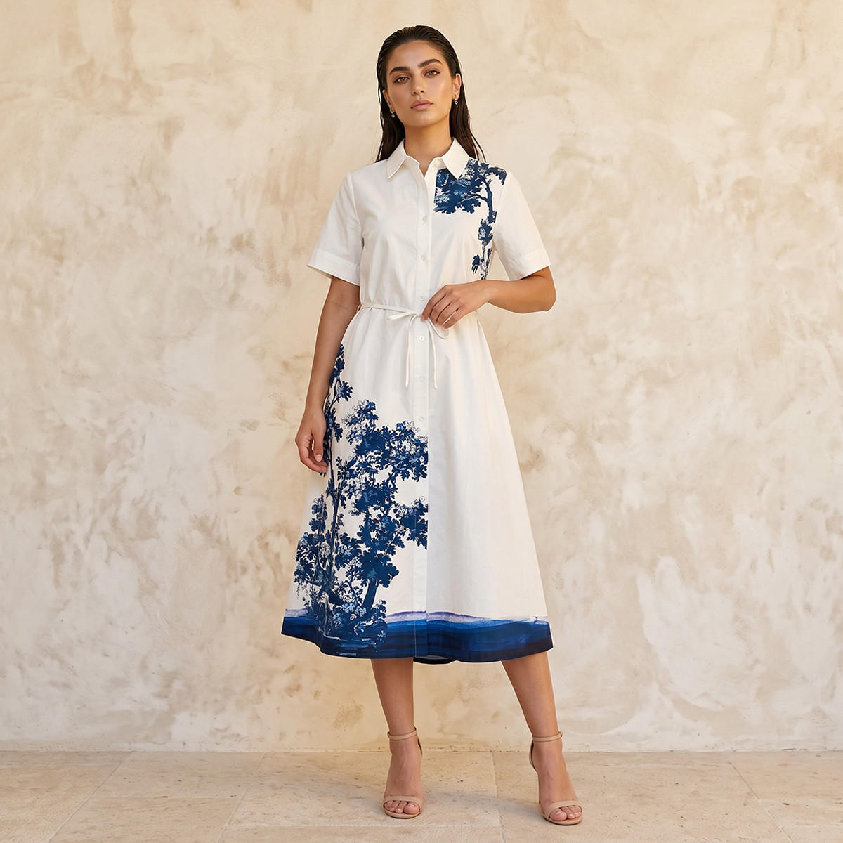 Iconic Printed Women Shirt Dress with Tie-Up Belt-women-clothing-dresses-image-3