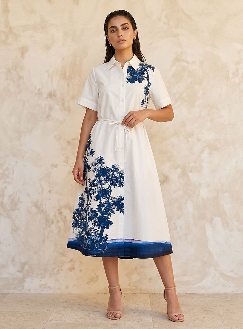 Iconic Printed Women Shirt Dress with Tie-Up Belt-women-clothing-dresses-image-3