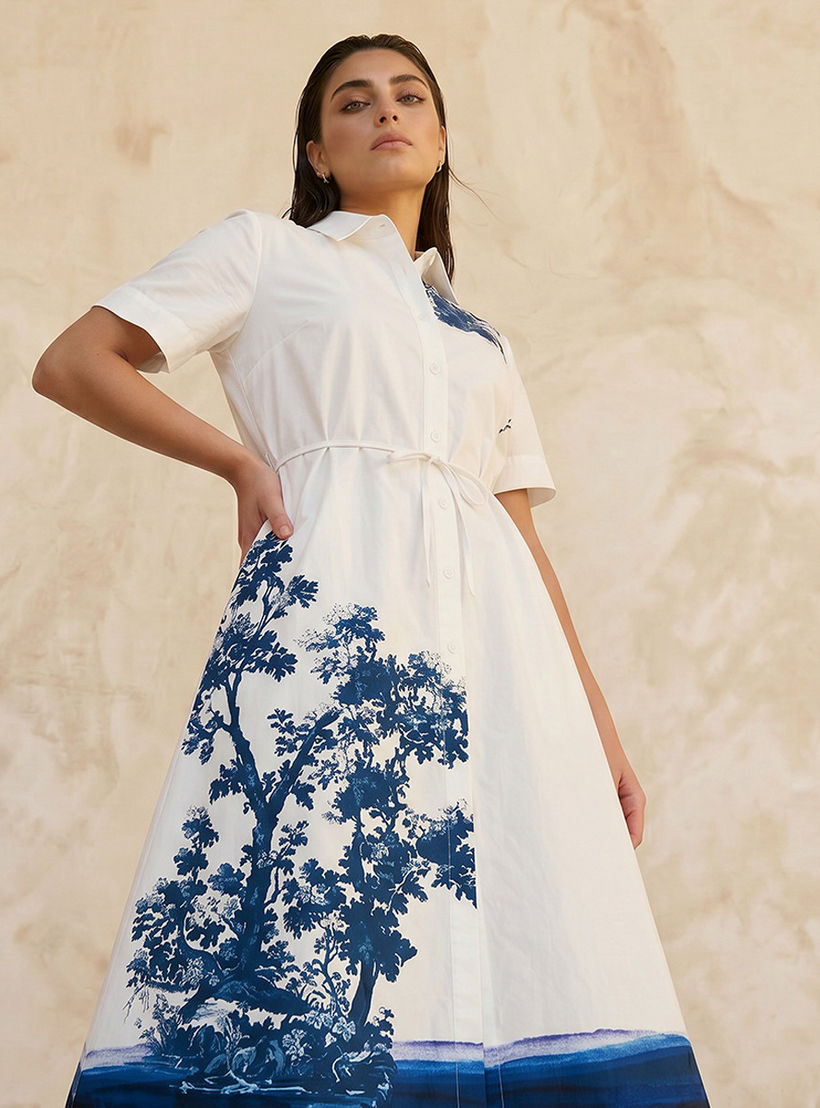 Iconic Printed Women Shirt Dress with Tie-Up Belt-women-clothing-dresses-image-5