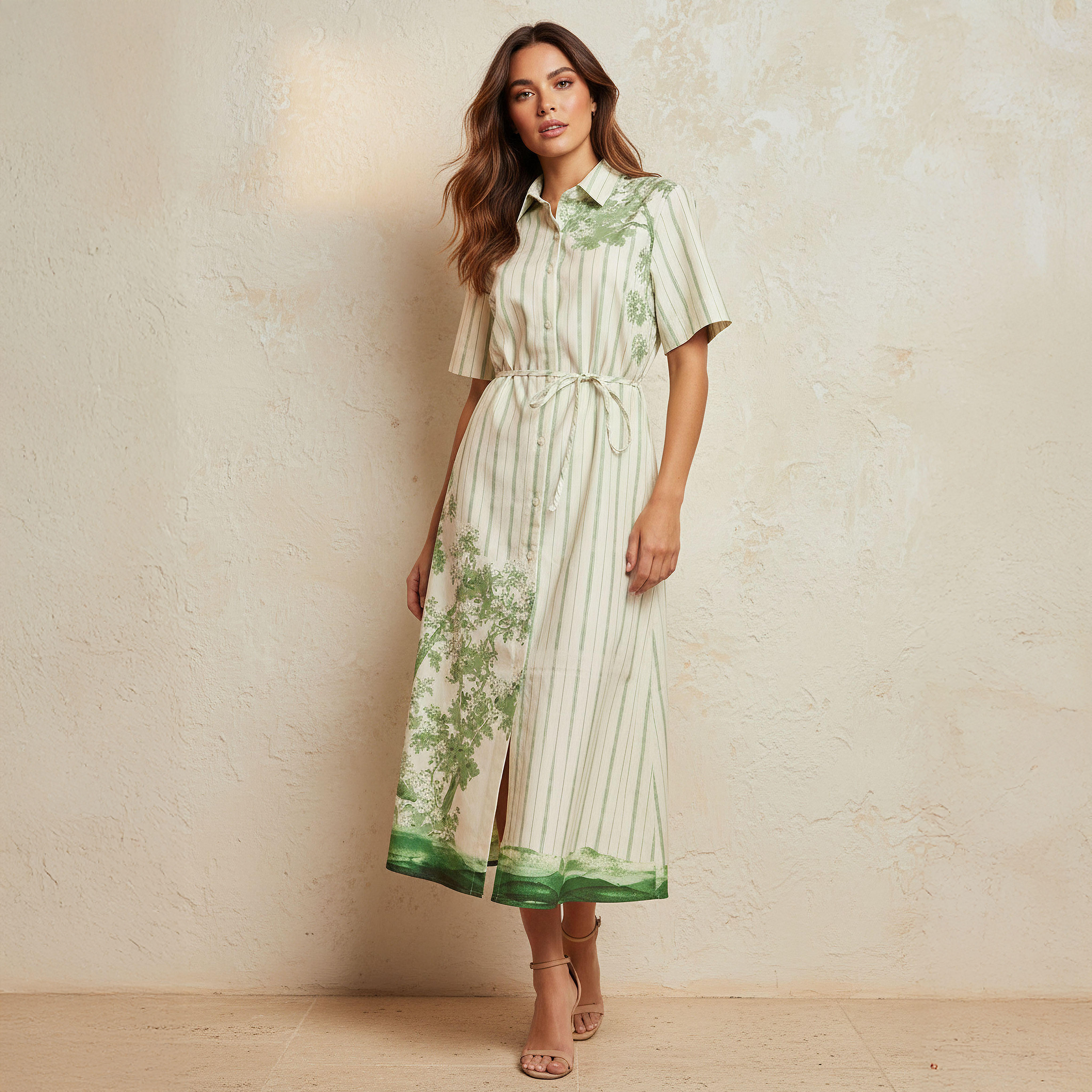 فستان قميص بحزام رباط وطبعات من آيكونيك-women-clothing-dresses-image-1