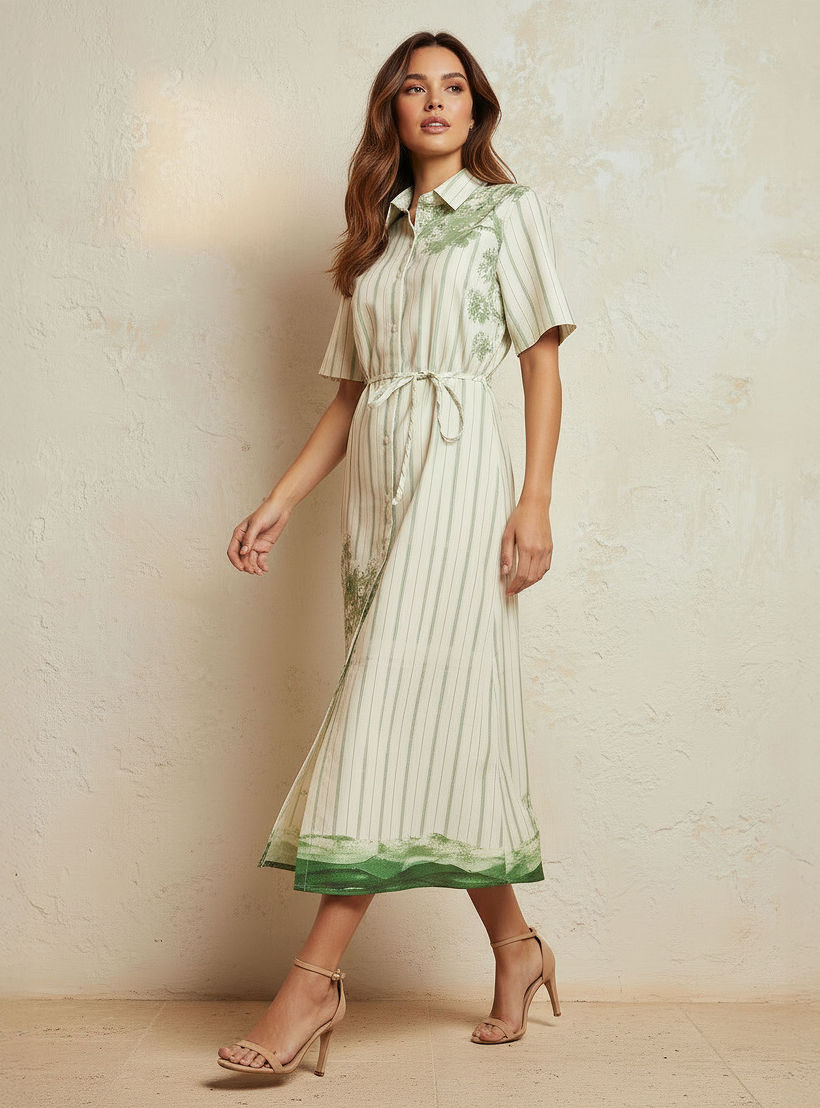 فستان قميص بحزام رباط وطبعات من آيكونيك-women-clothing-dresses-image-3