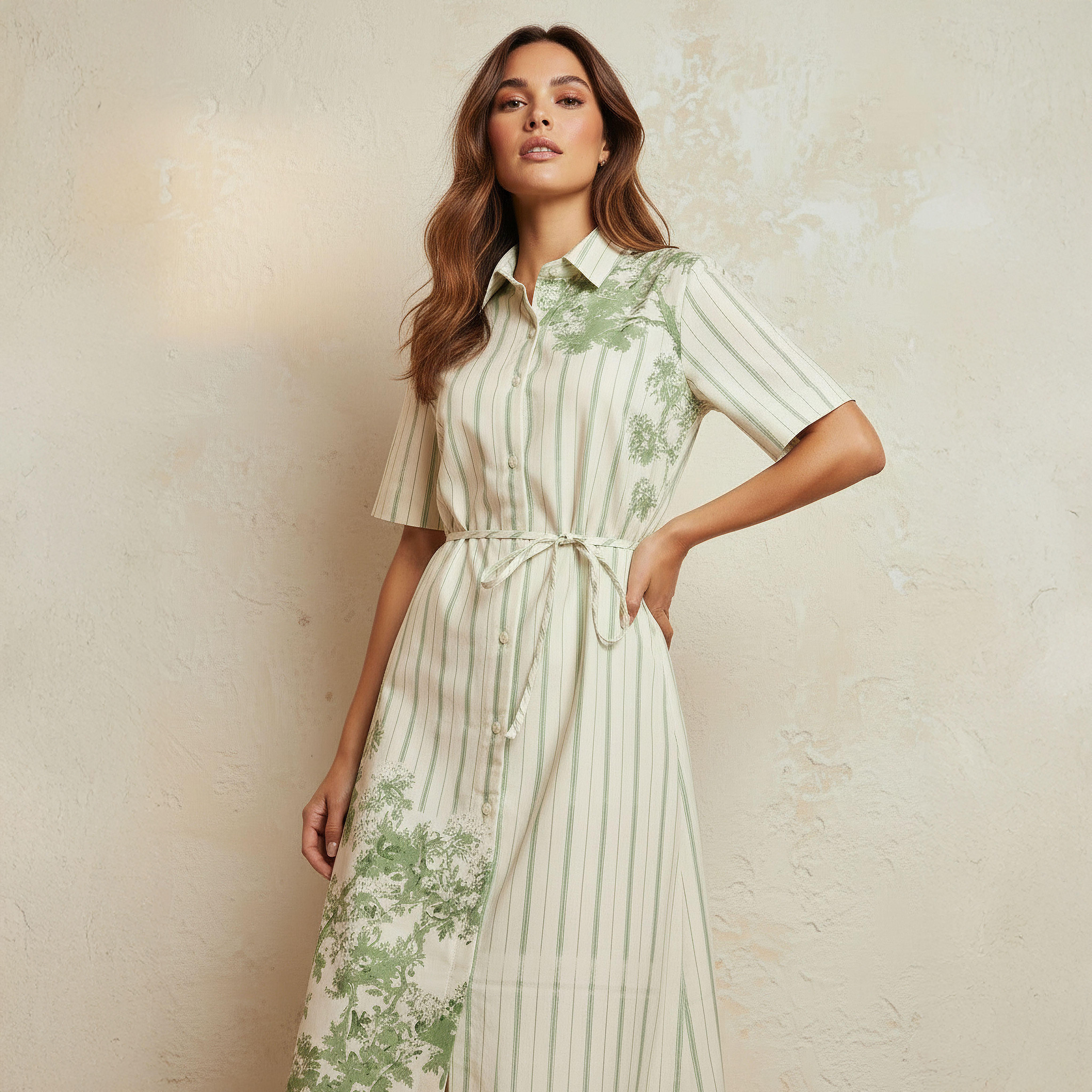 فستان قميص بحزام رباط وطبعات من آيكونيك-women-clothing-dresses-image-5