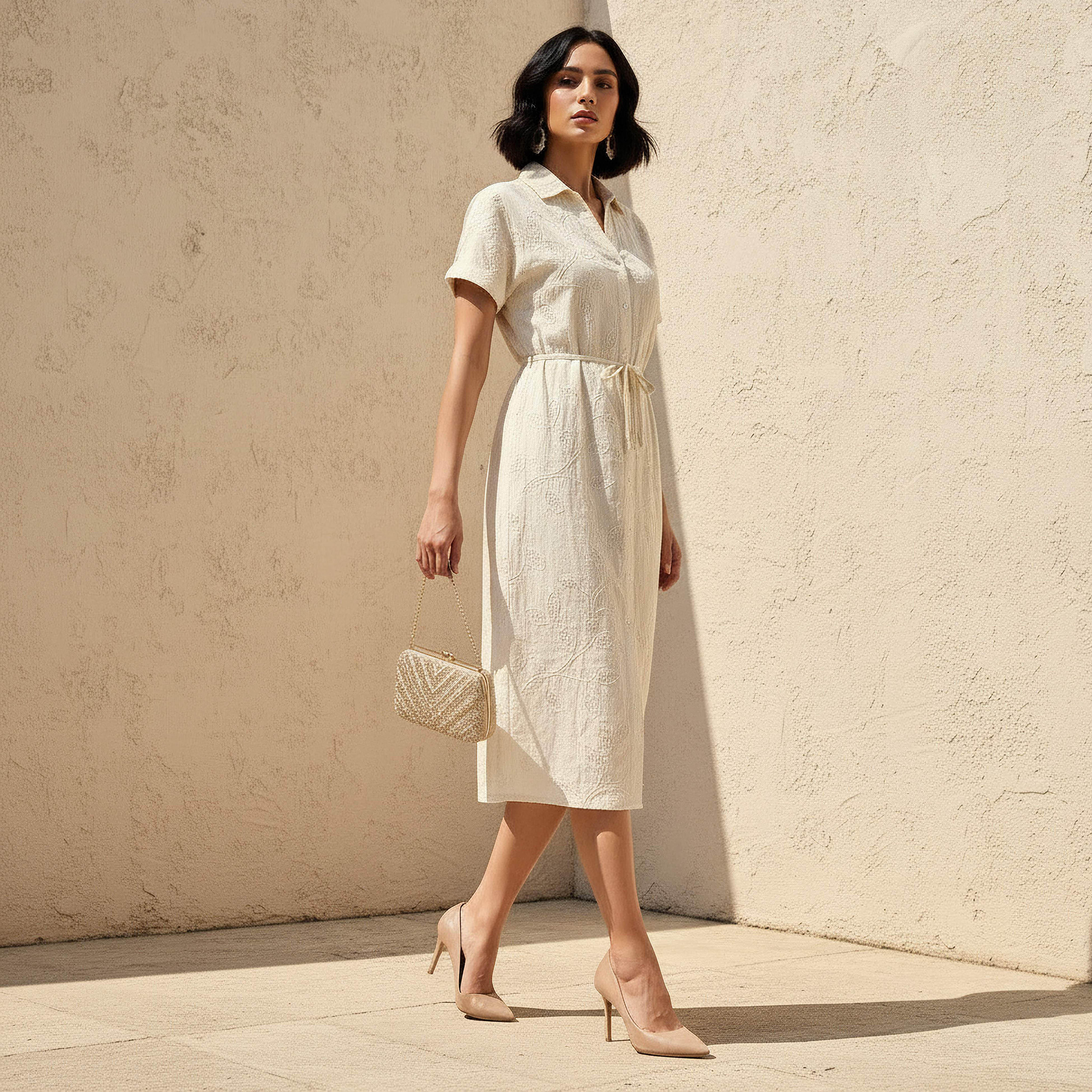 Belted Midi Shirt Dress with Embroidered Design-women-clothing-dresses-image-2