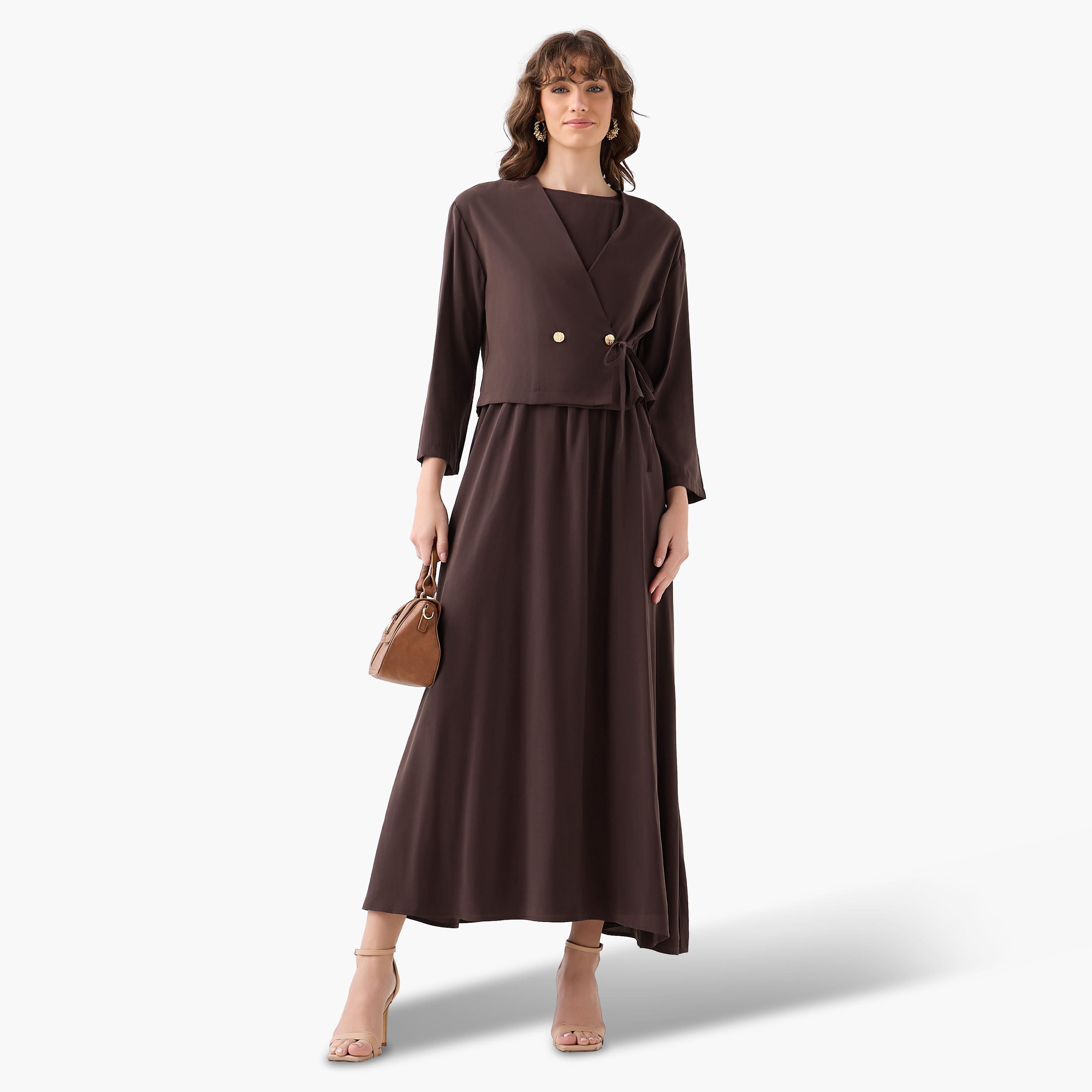 Iconic Layered Maxi Wrap Dress with Button Detail-women-clothing-dresses-image-3