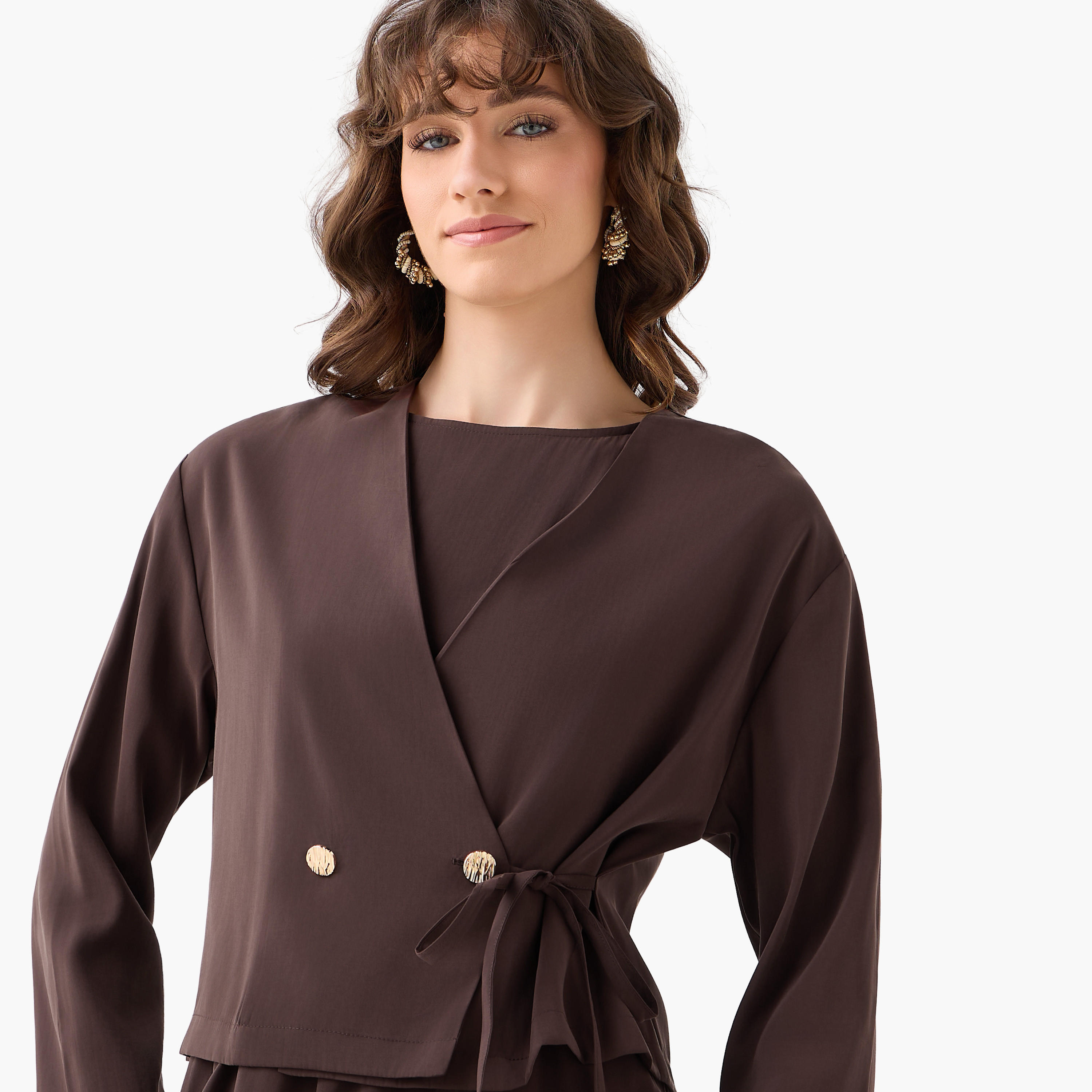 فستان ماكسي طبقات ملفوف بتفاصيل زر من آيكونيك-women-clothing-dresses-image-7