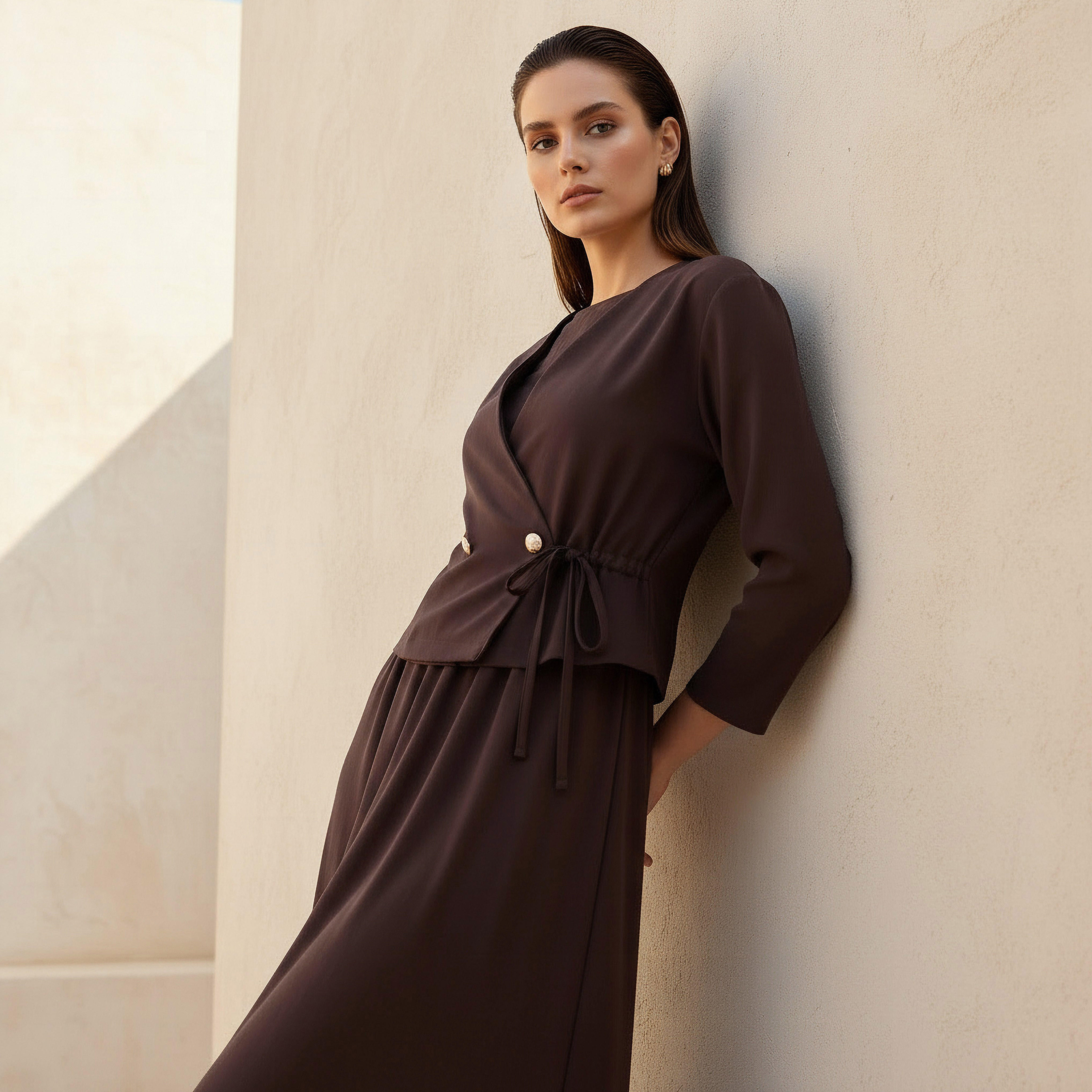 فستان ماكسي طبقات ملفوف بتفاصيل زر من آيكونيك-women-clothing-dresses-image-2
