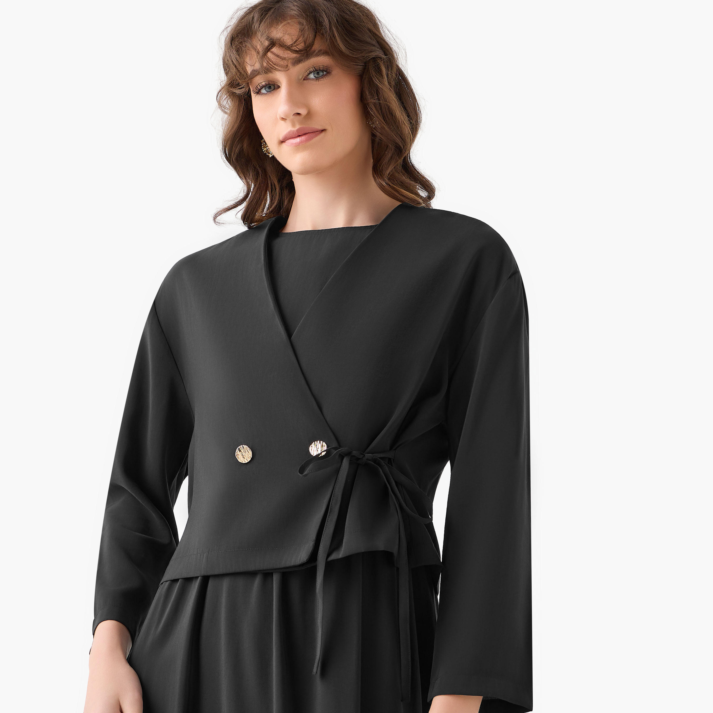 فستان ماكسي طبقات ملفوف بتفاصيل زر من آيكونيك-women-clothing-dresses-image-7