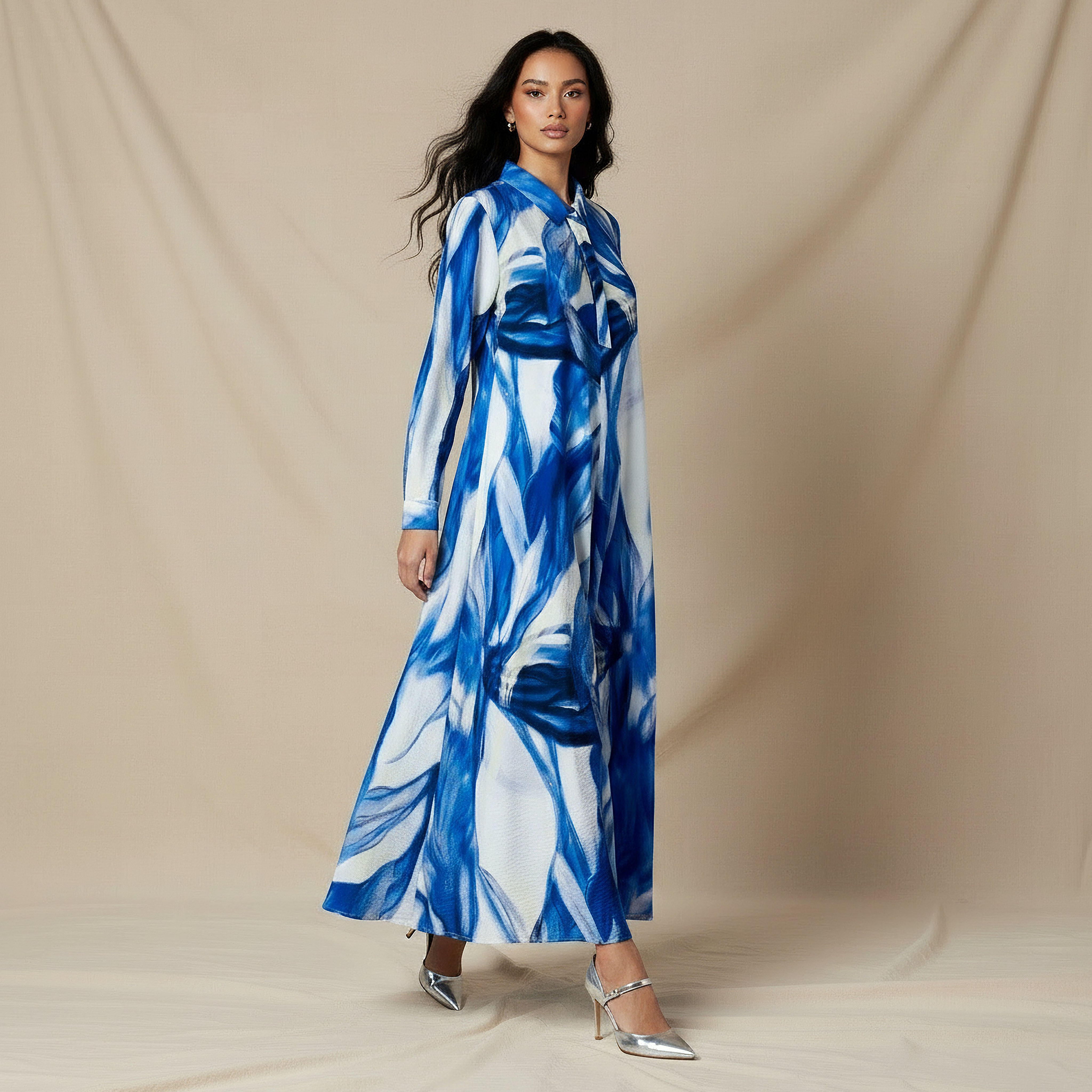 فستان ميدي ترابيز بطبعات من آيكونيك-women-clothing-dresses-image-1