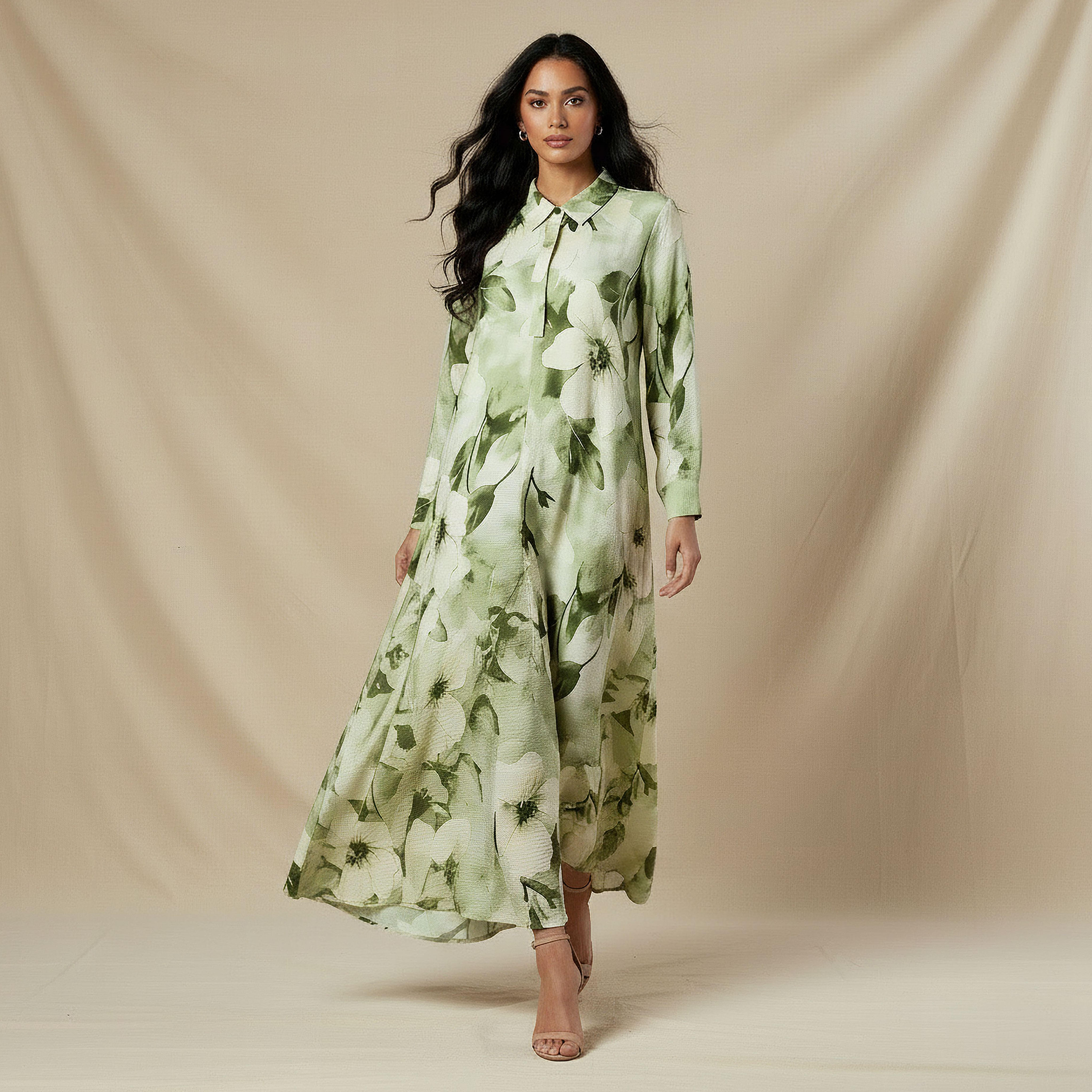 Iconic Trapeze Midi Dress with Floral Print-women-clothing-dresses-image-1