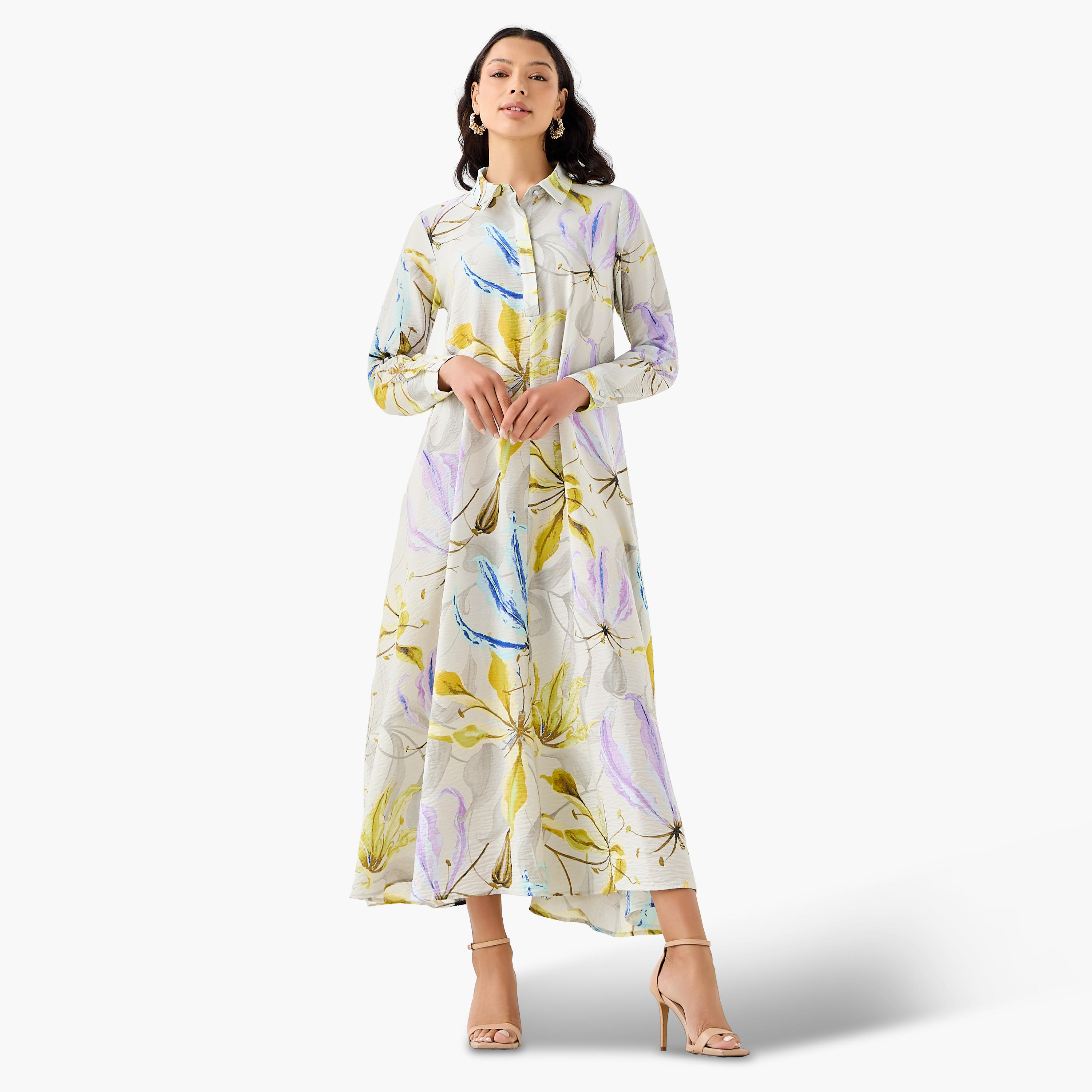 Iconic Trapeze Midi Dress with Floral Print-women-clothing-dresses-image-4