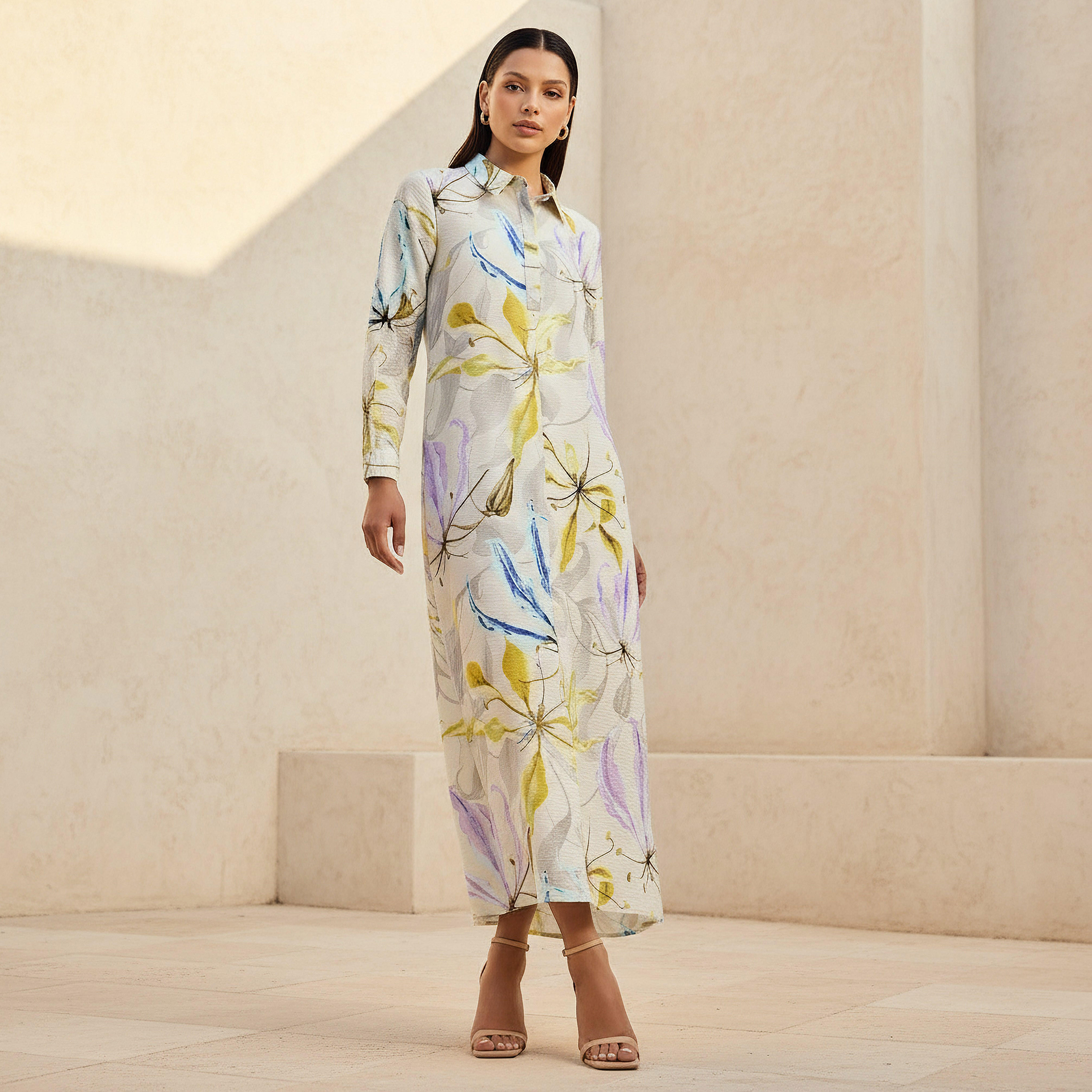 فستان ميدي ترابيز بطبعات من آيكونيك-women-clothing-dresses-image-1