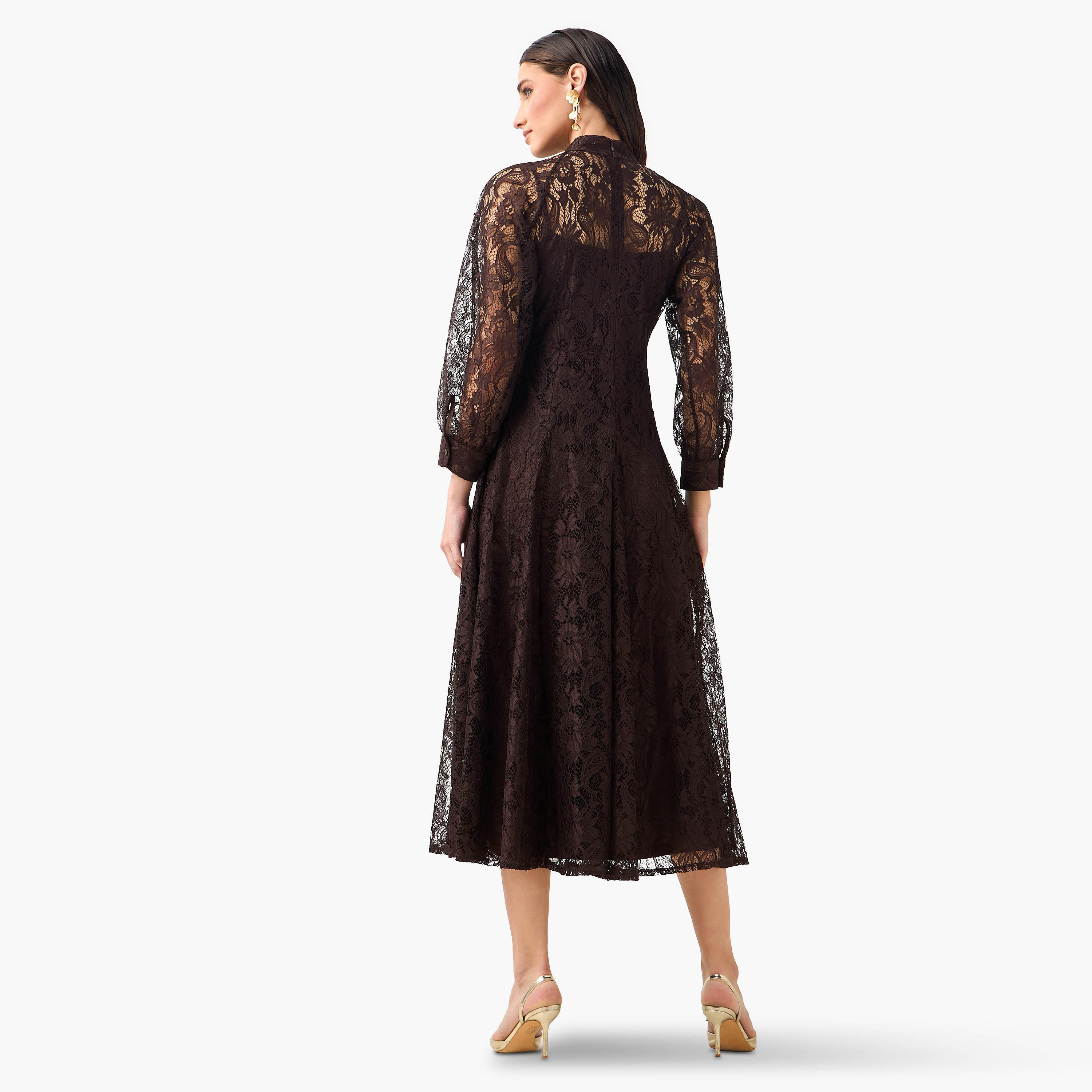 فستان إيه لاين ميدي بتفاصيل دانتيل من آيكونيك-women-clothing-dresses-image-5