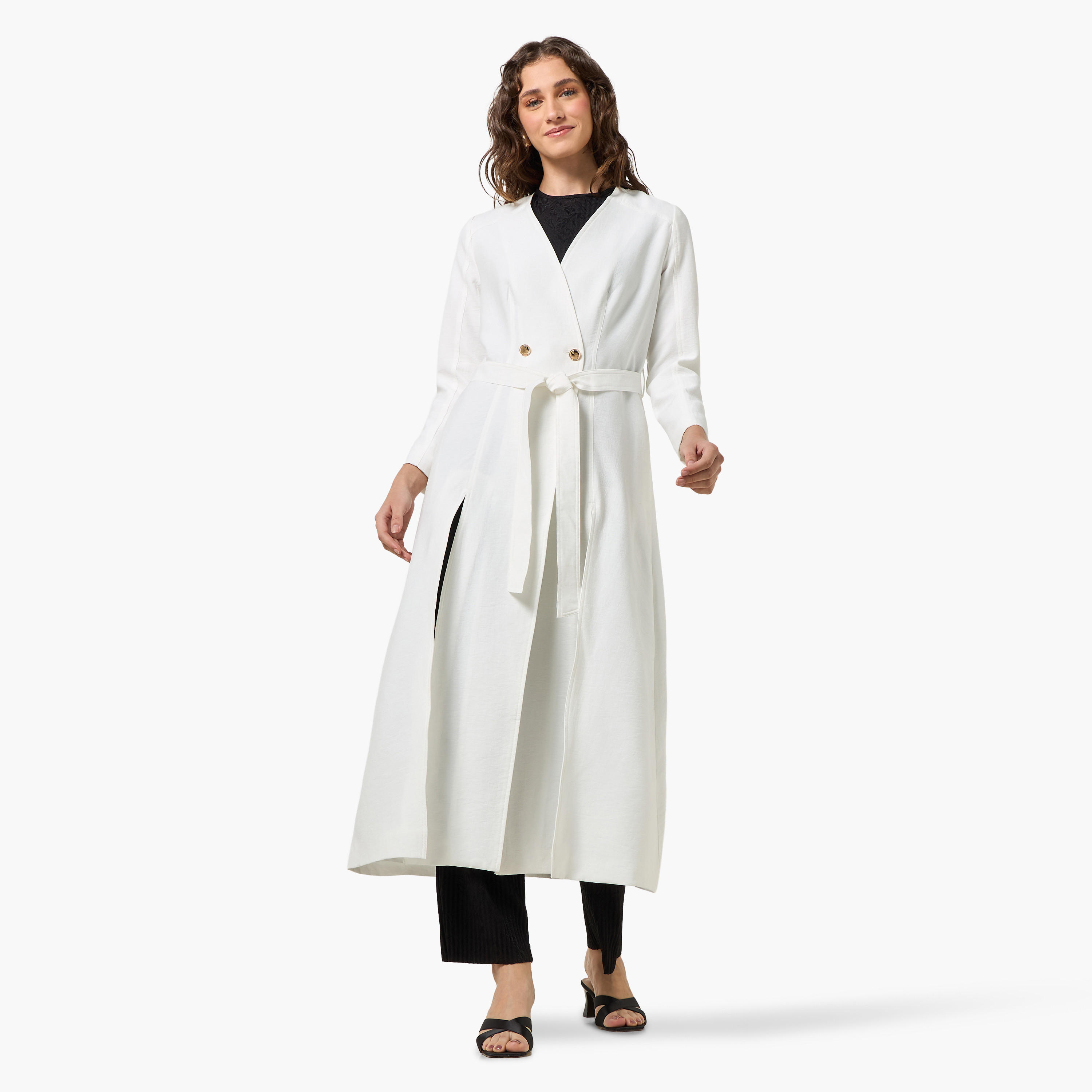 جاكيت داستر طويل من مزيج الكتان مع حزام من آيكونيك-women-winterwear-coatsandjackets-jackets-image-5