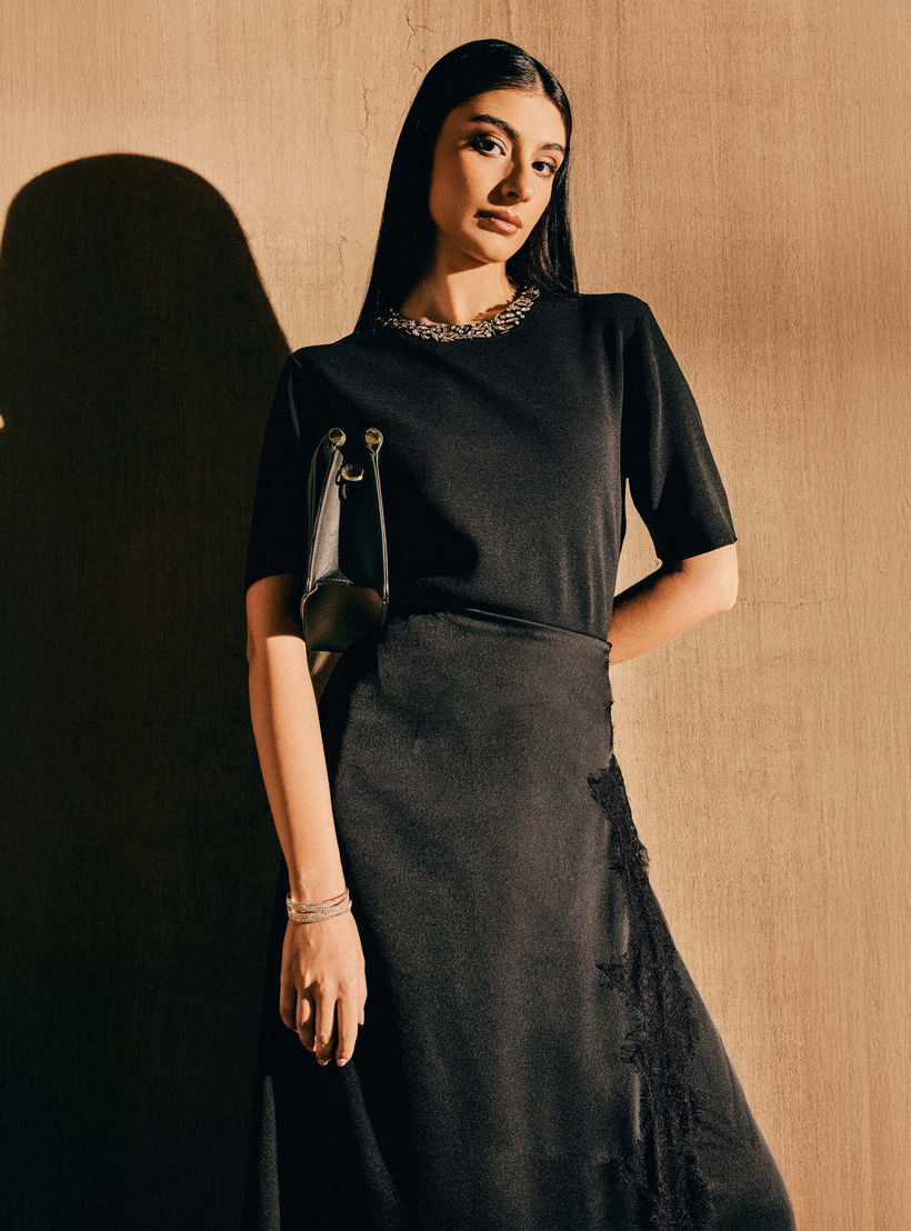 Iconic Regular Fit Peplum Top with Embellished Detail-women-clothing-coordsets-image-1