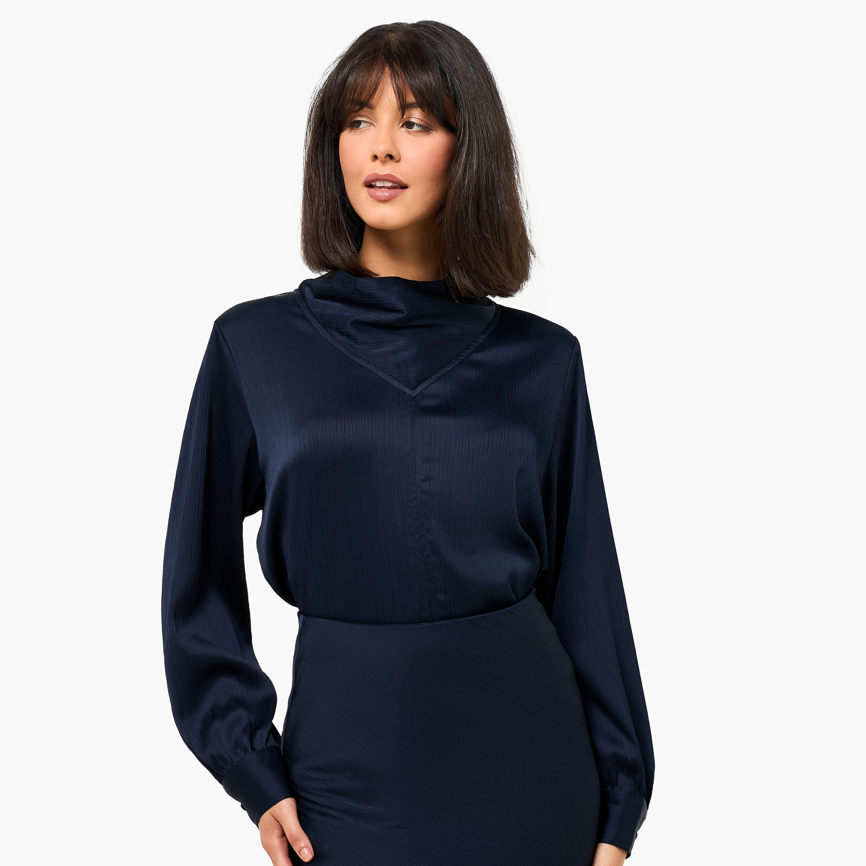 Iconic Satin Cowl Neck Top with Long Sleeves-women-clothing-coordsets-image-4