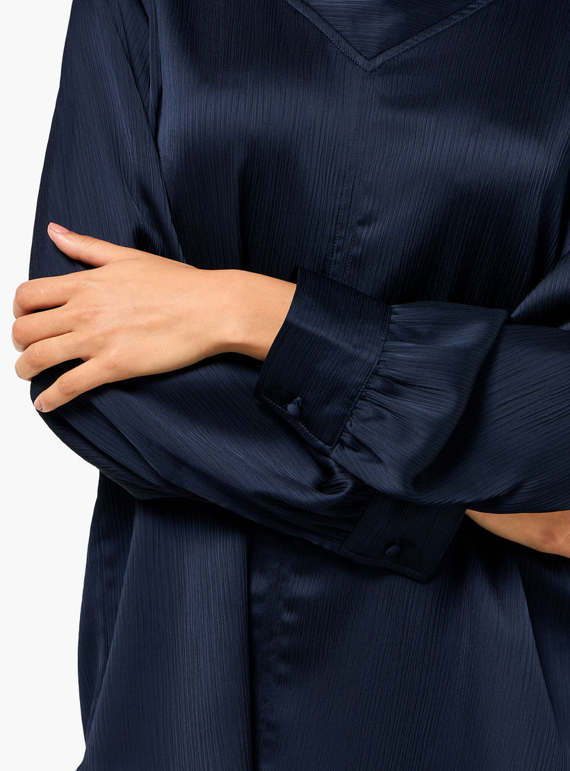 بلوزة ساتان بياقة عالية وأكمام طويلة من آيكونيك-women-clothing-coordsets-image-5