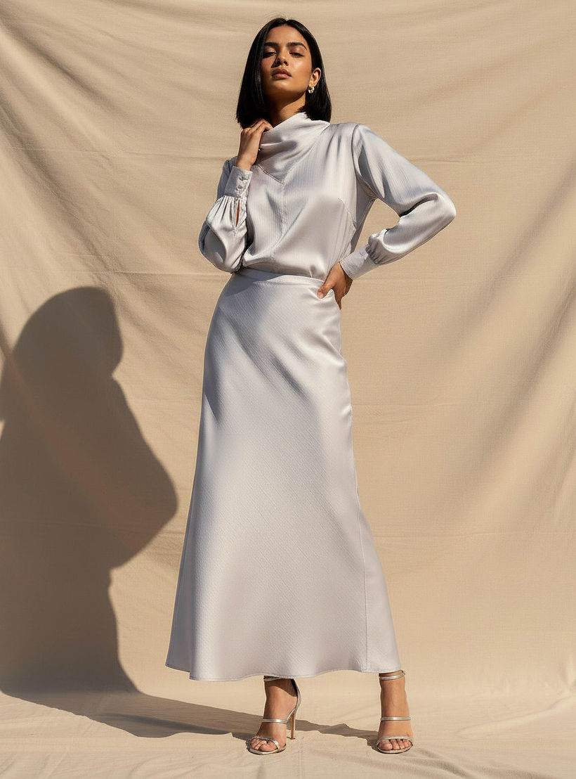 تنورة ماكسي إيه لاين عمودية بسحاب إغلاق من أيكونيك-women-clothing-bottoms-skirts-image-2
