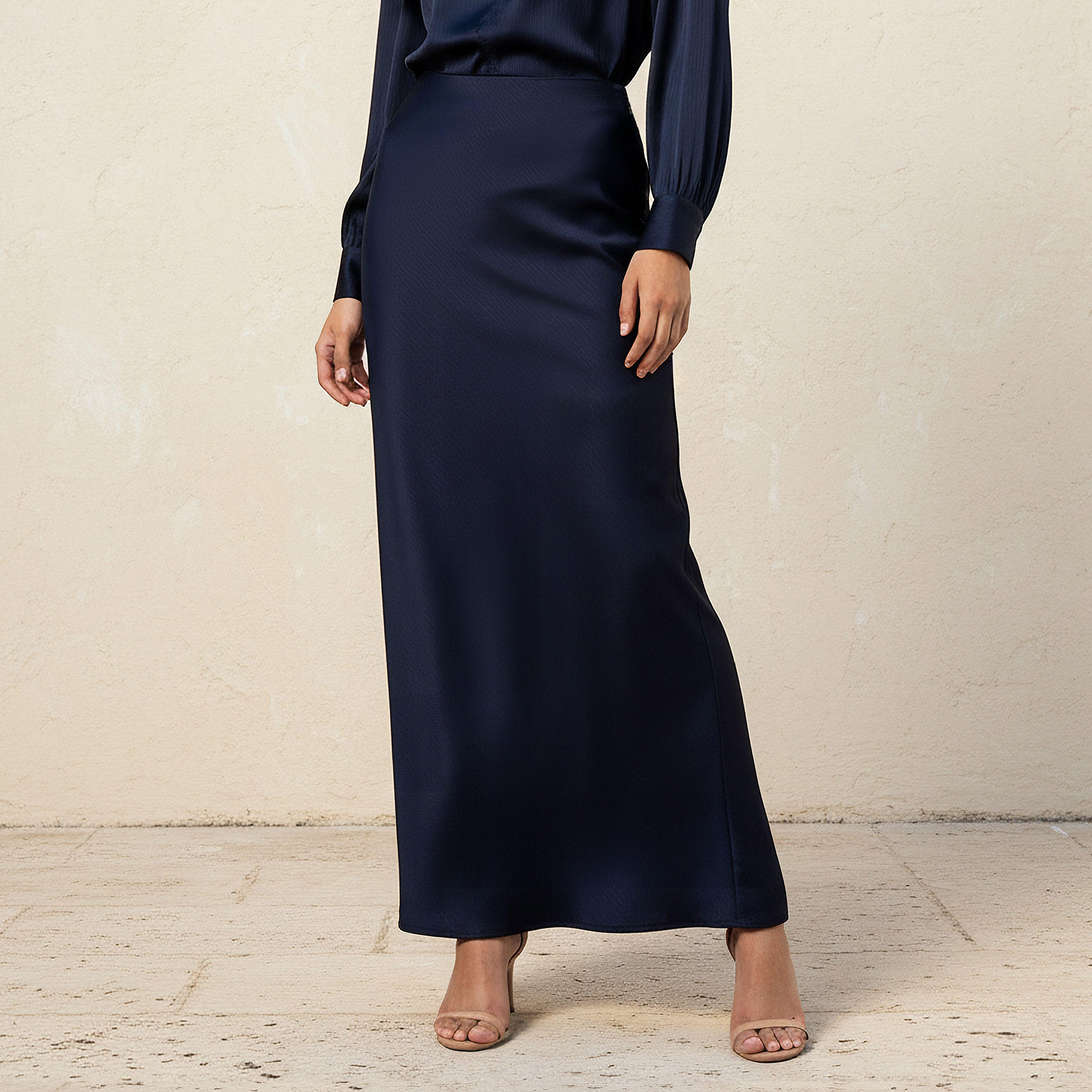 Iconic Maxi Length Column A-line Skirt with Zip Closure-women-clothing-bottoms-skirts-image-2