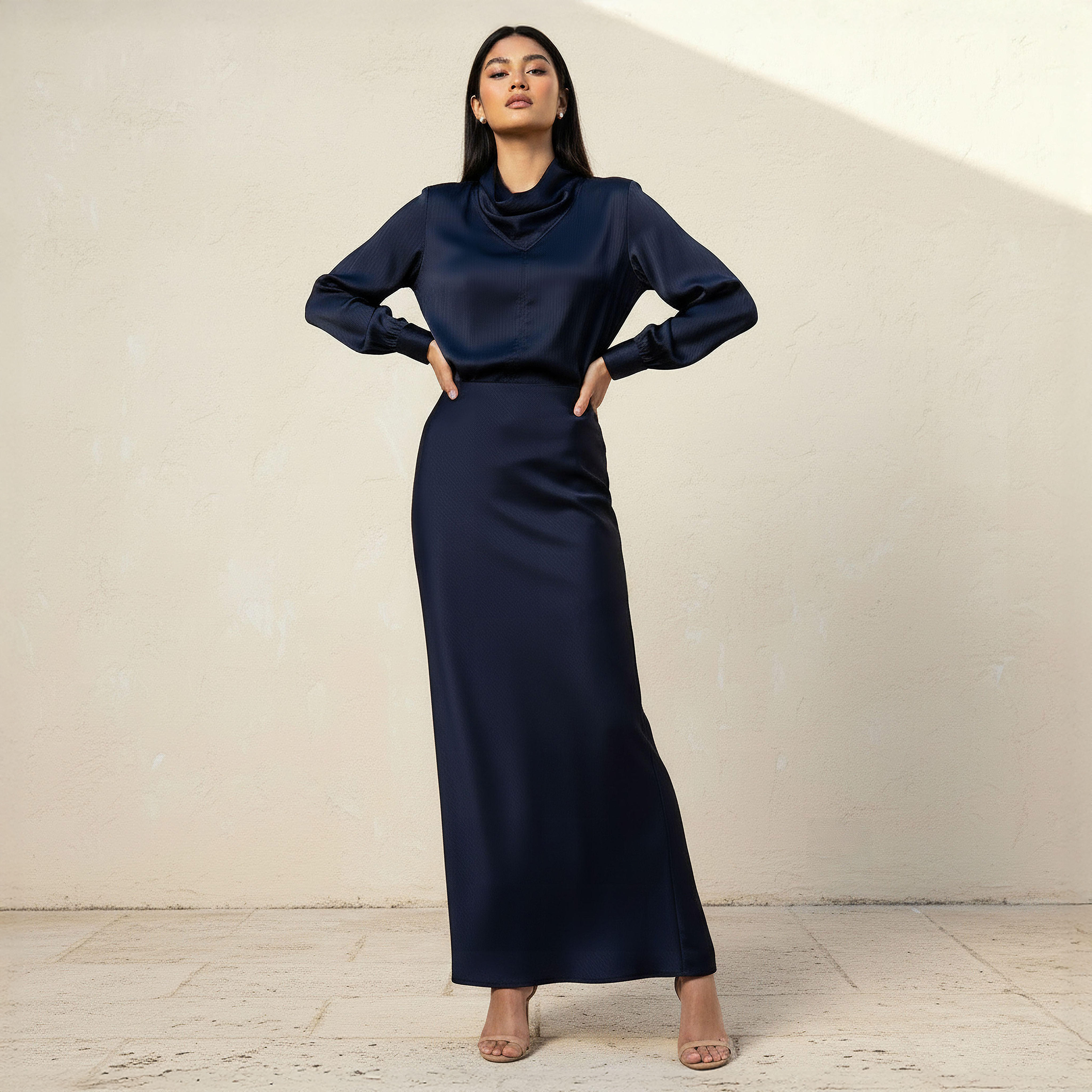 تنورة ماكسي إيه لاين عمودية بسحاب إغلاق من أيكونيك-women-clothing-bottoms-skirts-image-2