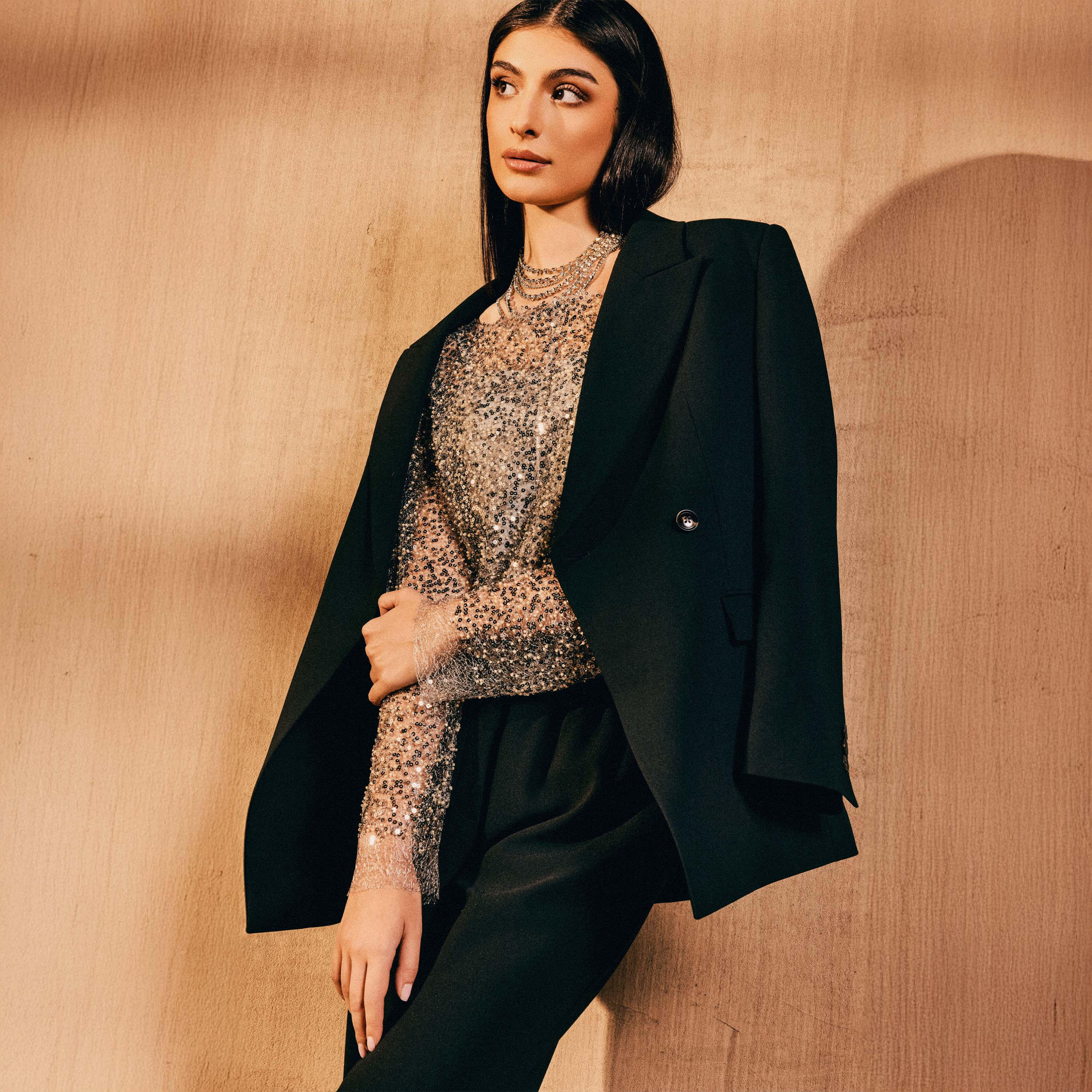Iconic Regular Fit Linen Blend Top with Sequin Embellishments-women-clothing-shirtsandblouses-blouses-image-1