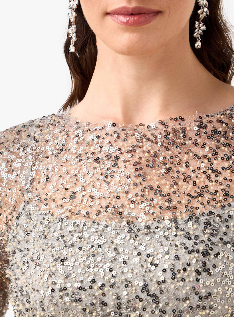 Iconic Embellished Sequin Party Dress with Long Sleeves-women-clothing-dresses-image-5