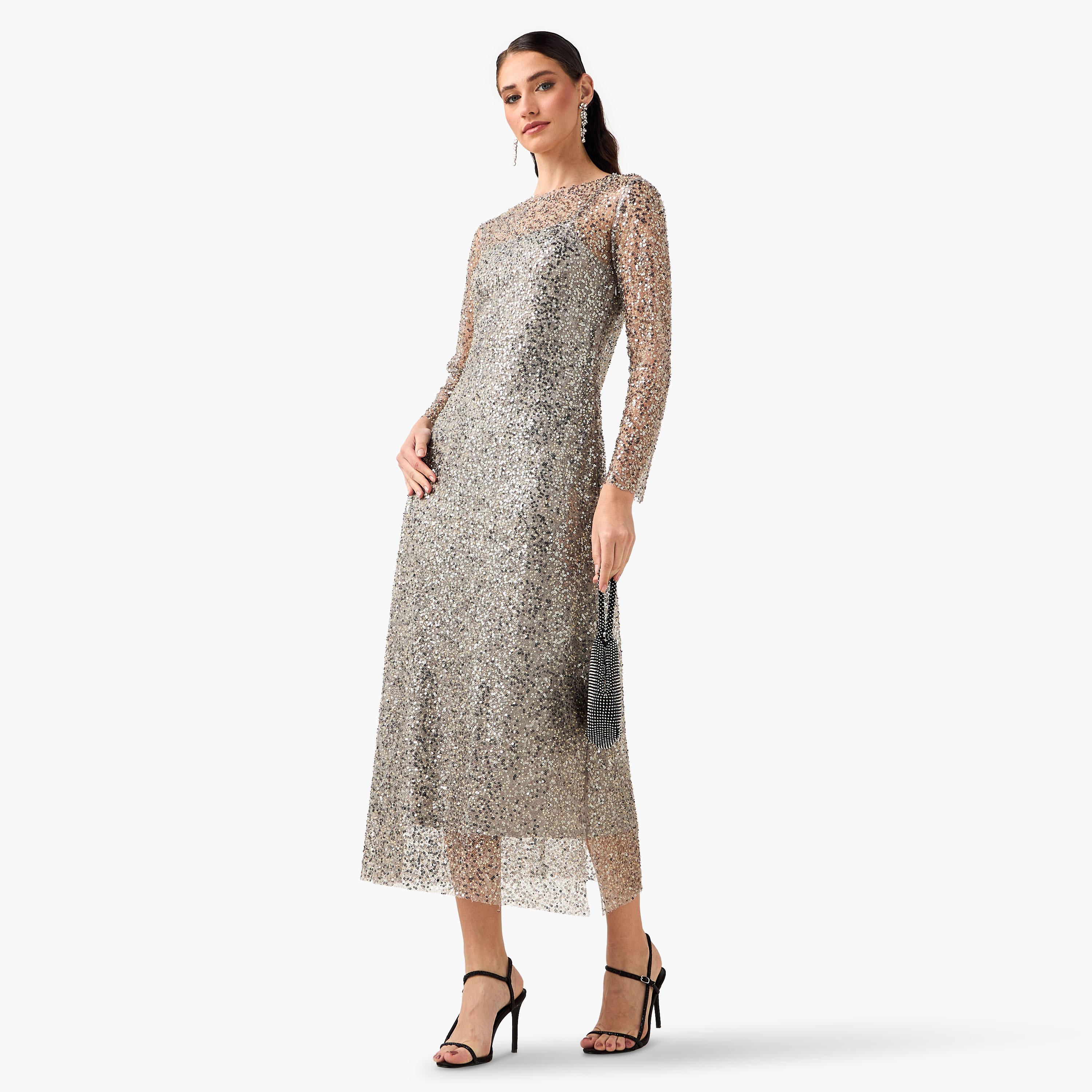 Iconic Embellished Sequin Party Dress with Long Sleeves-women-clothing-dresses-image-6
