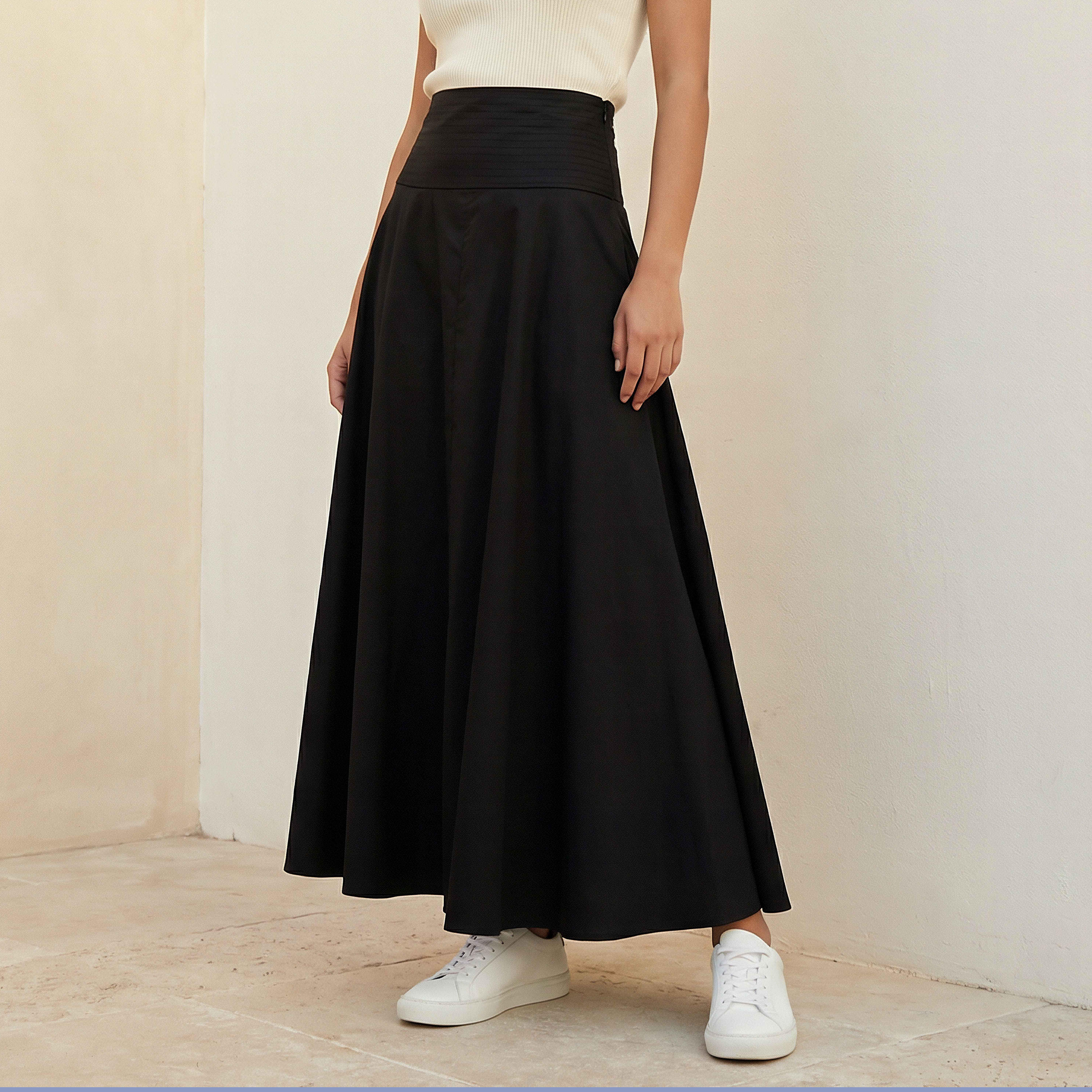 تنورة ماكسي قطن بخصر لوحي من أيكونيك-women-clothing-bottoms-skirts-image-2