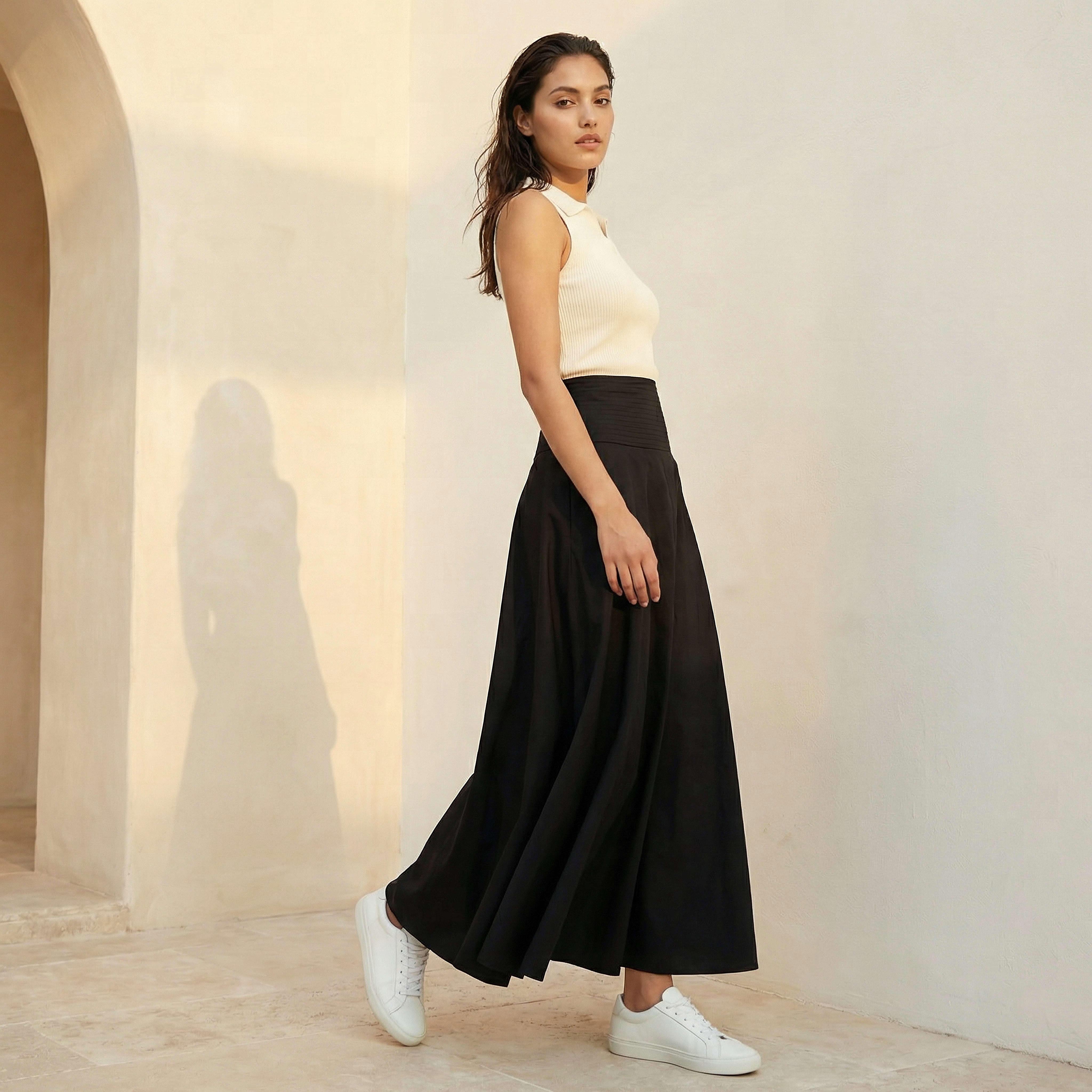 تنورة ماكسي قطن بخصر لوحي من أيكونيك-women-clothing-bottoms-skirts-image-4