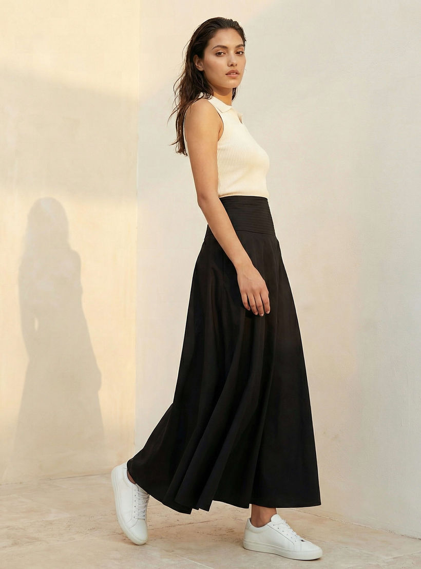 تنورة ماكسي قطن بخصر لوحي من أيكونيك-women-clothing-bottoms-skirts-image-4