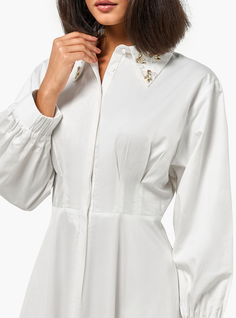 فستان قميص بياقة مزينة وكسرات للنساء من آيكونيك-women-clothing-dresses-image-3