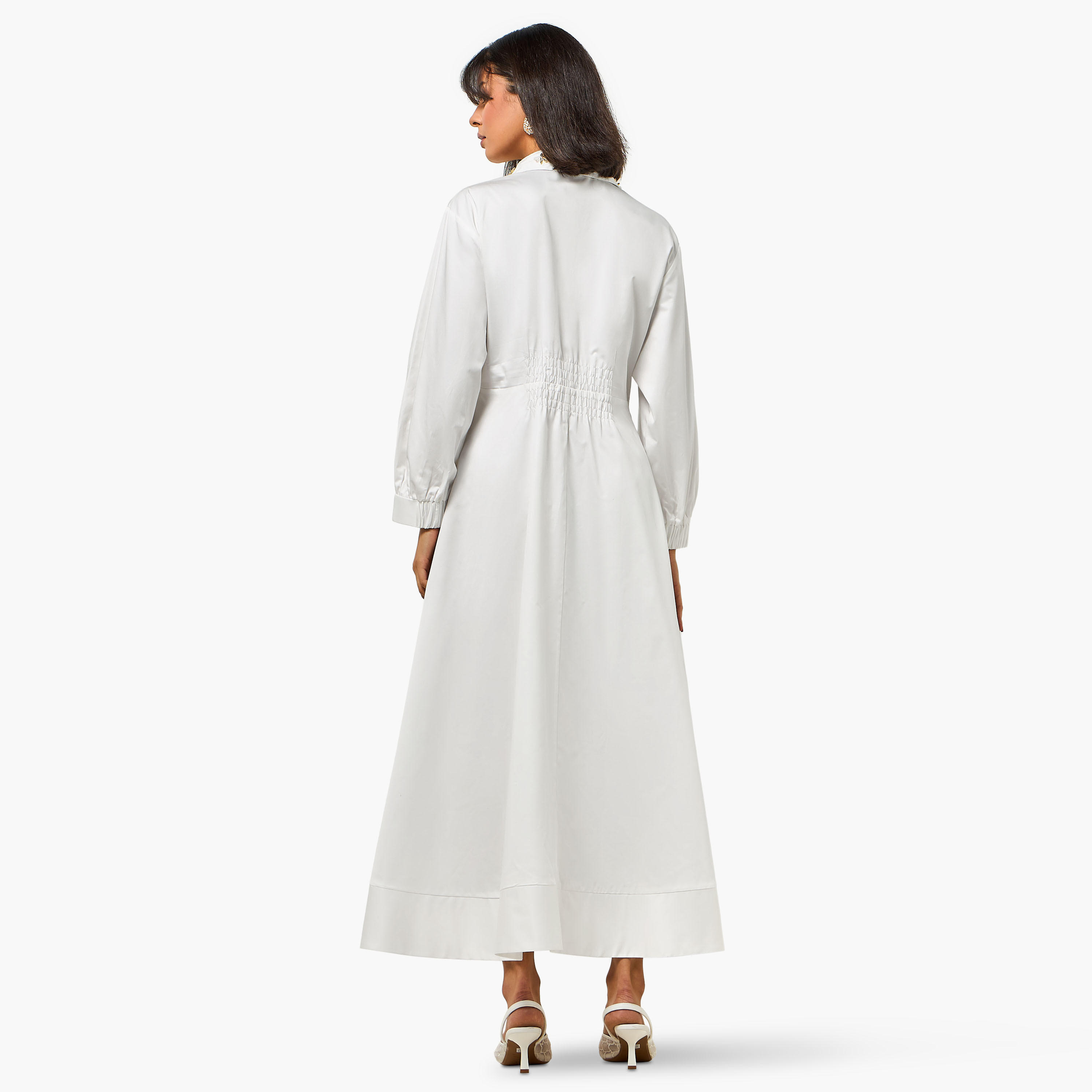 فستان قميص بياقة مزينة وكسرات للنساء من آيكونيك-women-clothing-dresses-image-5