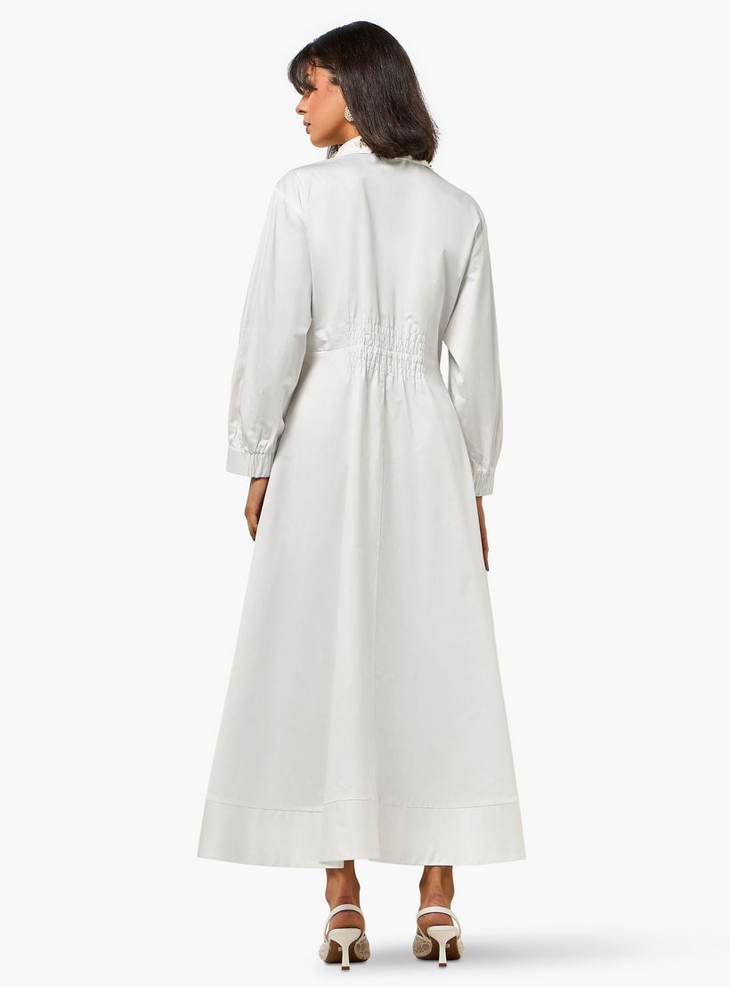 فستان قميص بياقة مزينة وكسرات للنساء من آيكونيك-women-clothing-dresses-image-5