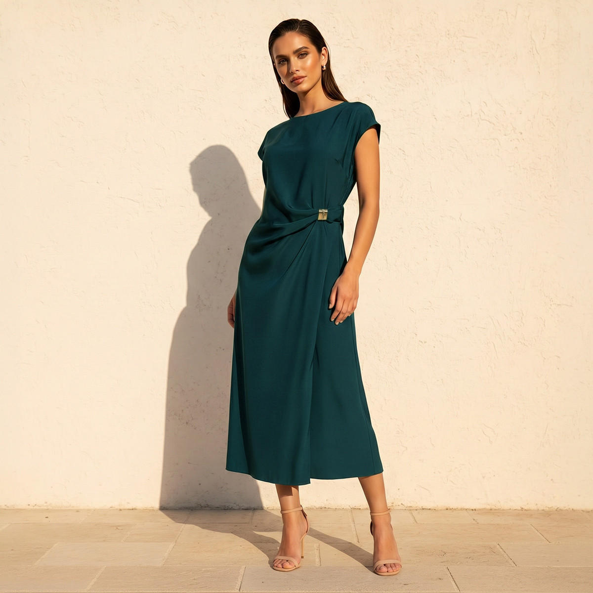 Iconic Midi Dress with Ruched Detail-women-clothing-dresses-image-3