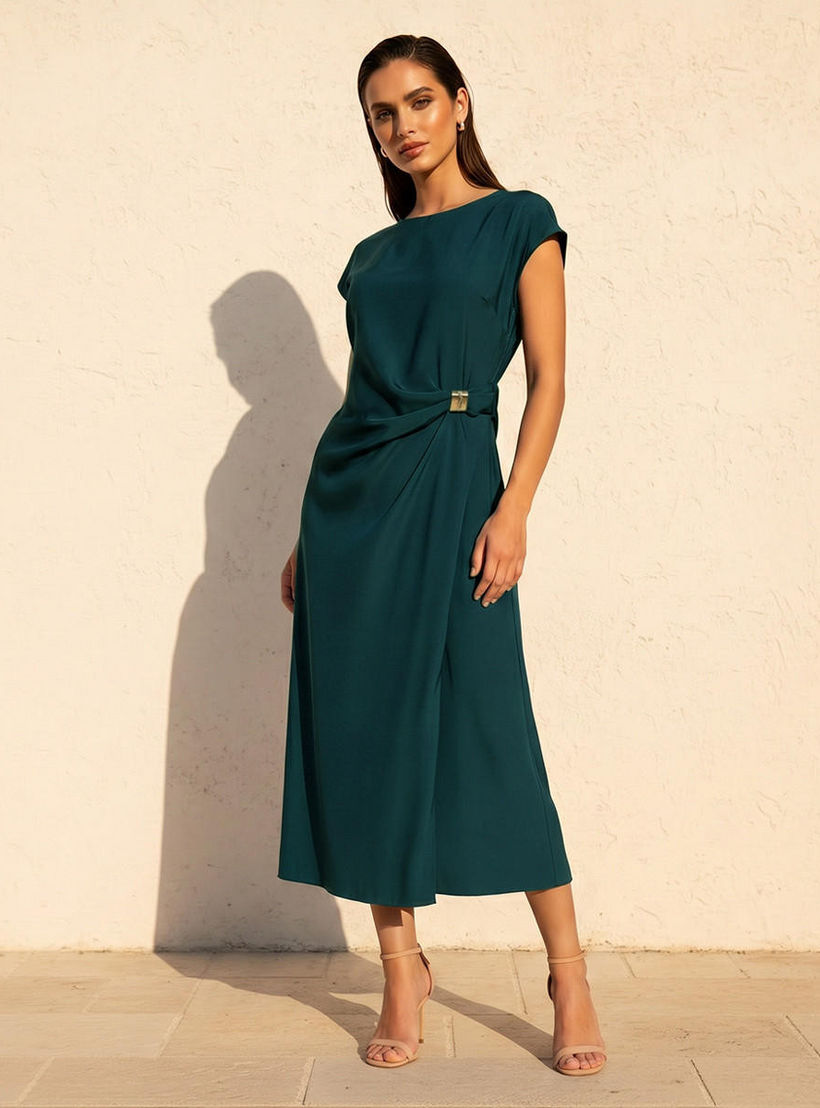 Iconic Midi Dress with Ruched Detail-women-clothing-dresses-image-3