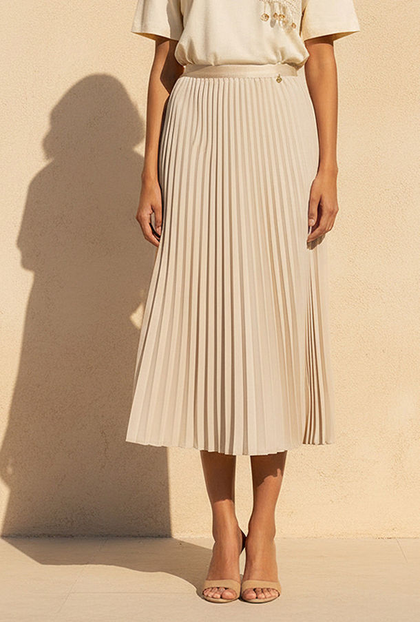 Iconic Midi A-line Skirt with Pleated Design-women-image-1