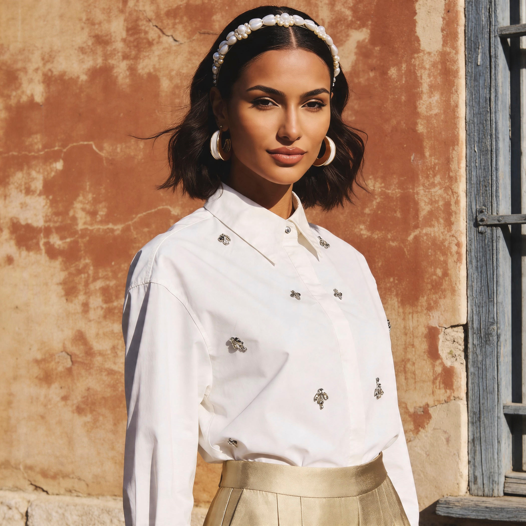 Iconic Relaxed Fit Cotton Shirt with Stone Embellishment-women-clothing-shirtsandblouses-shirts-image-1