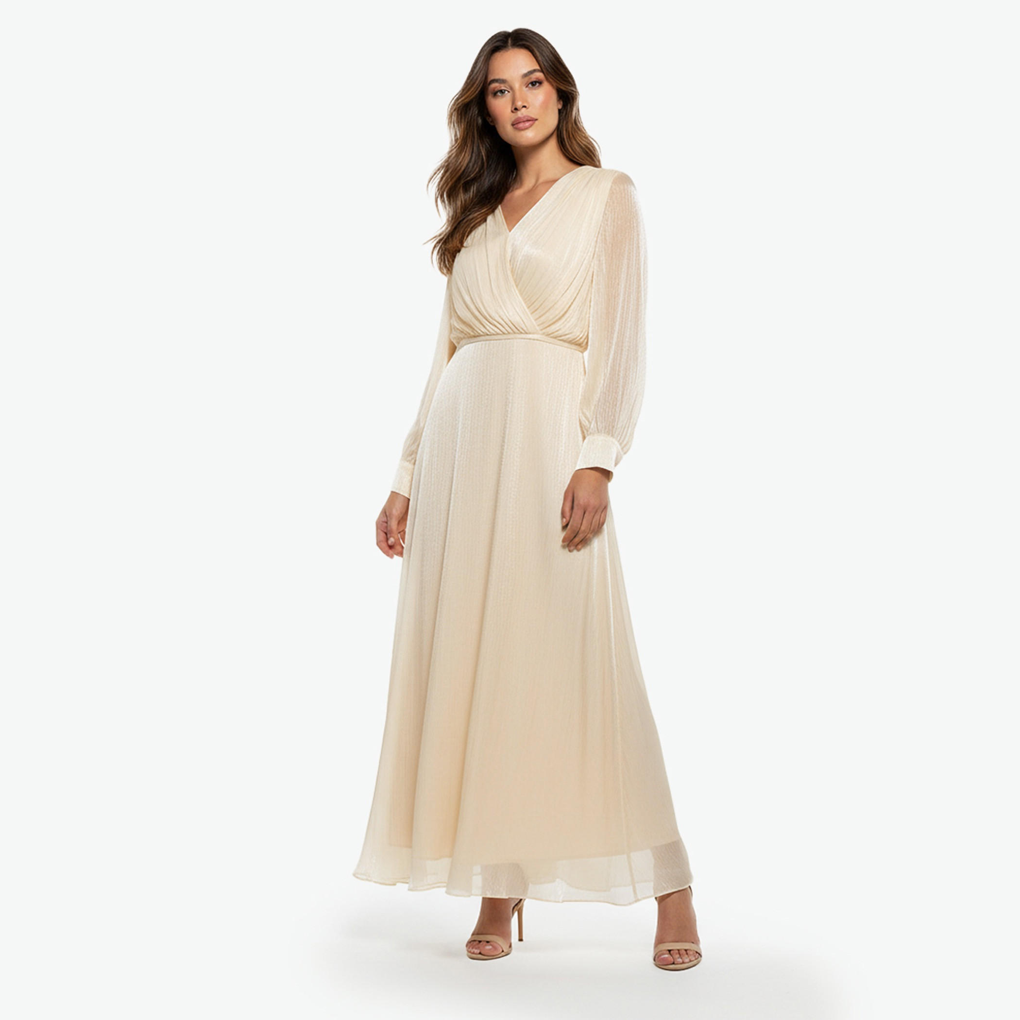 Iconic A-line Pleated Maxi Dress with Fluid Sleeves-women-clothing-dresses-image-3