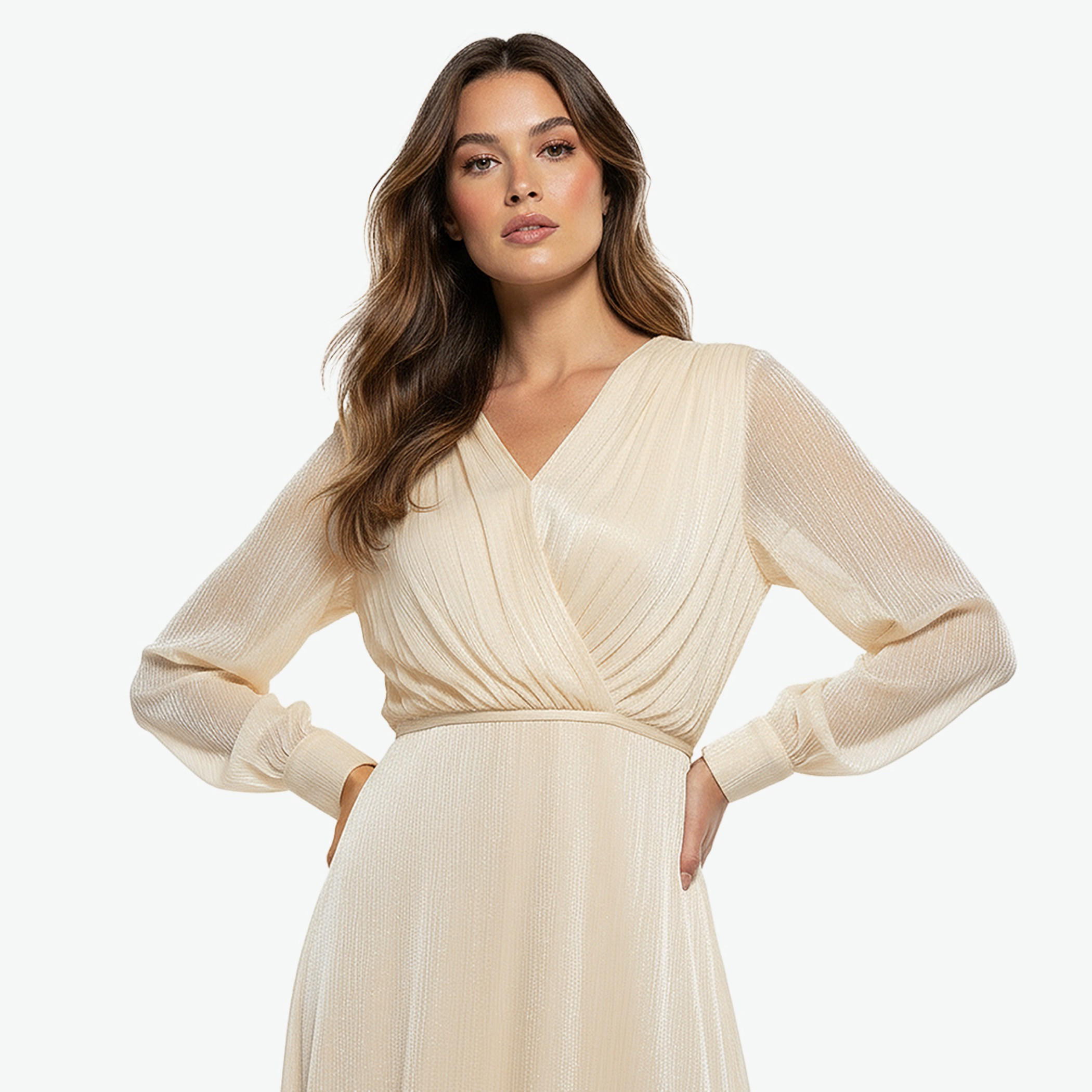 Iconic A-line Pleated Maxi Dress with Fluid Sleeves-women-clothing-dresses-image-5