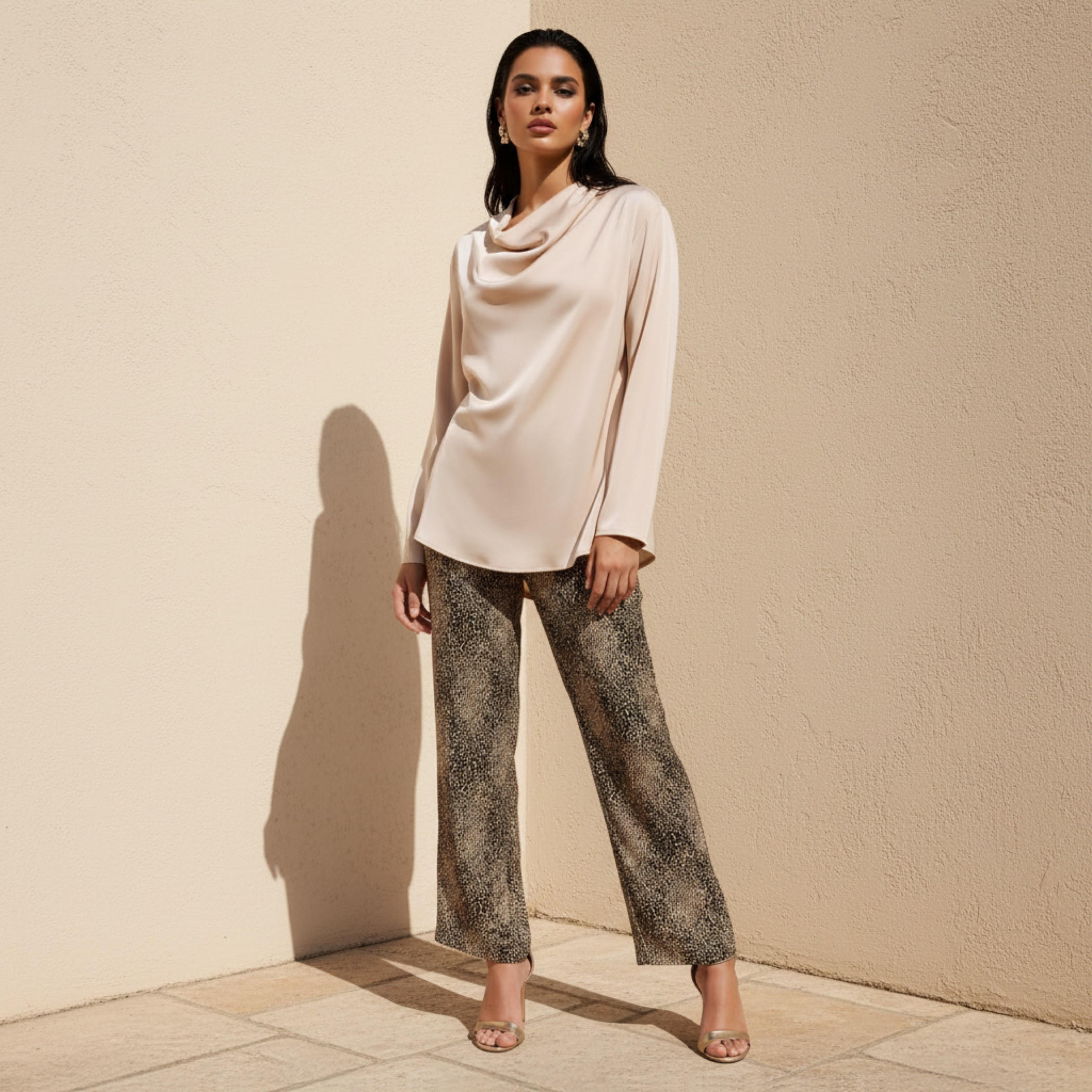 Draped Top with Cowl Neck-women-clothing-coordsets-image-3