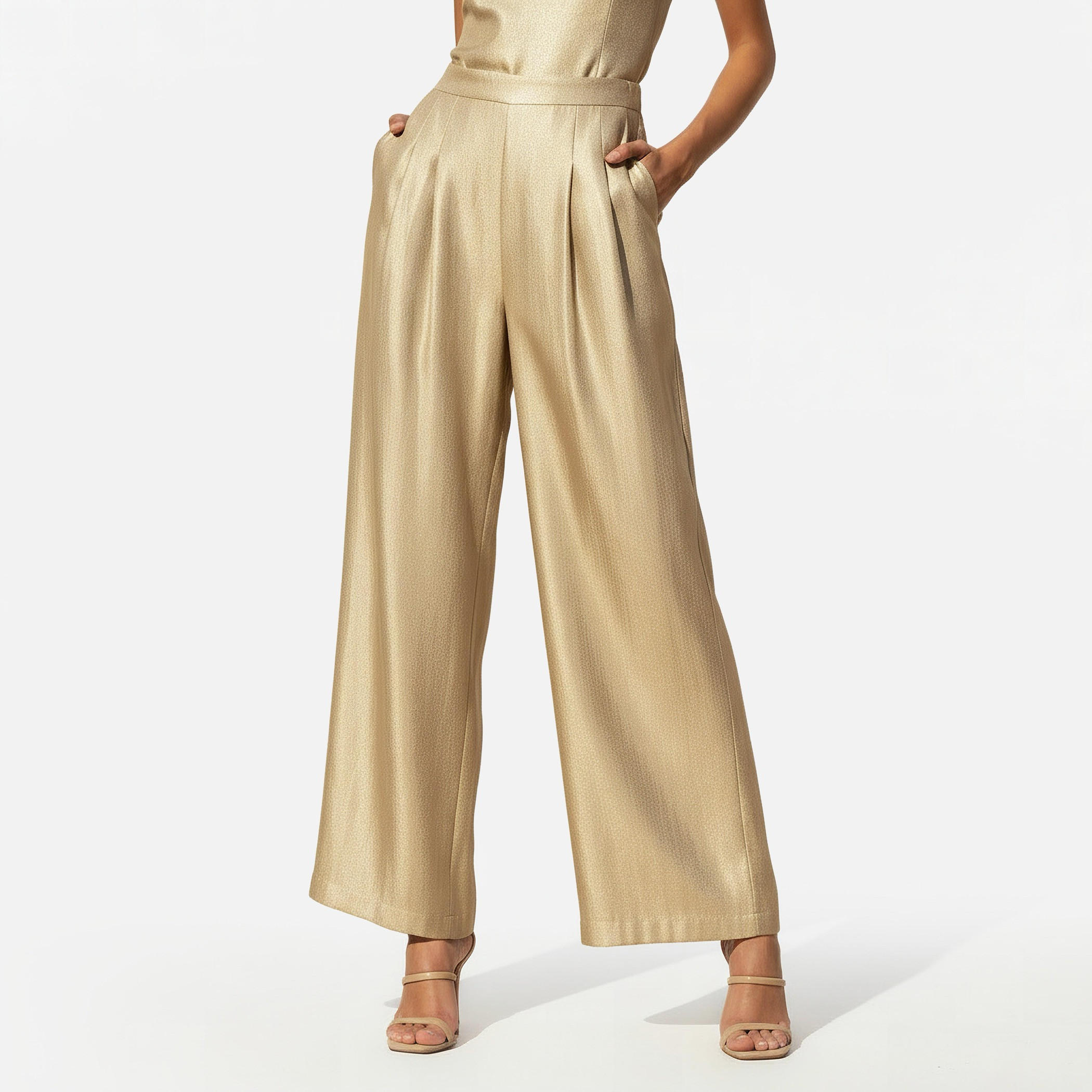 بنطلون واسع الساقين بكسرات من آيكونيك-women-clothing-bottoms-trousers-image-1