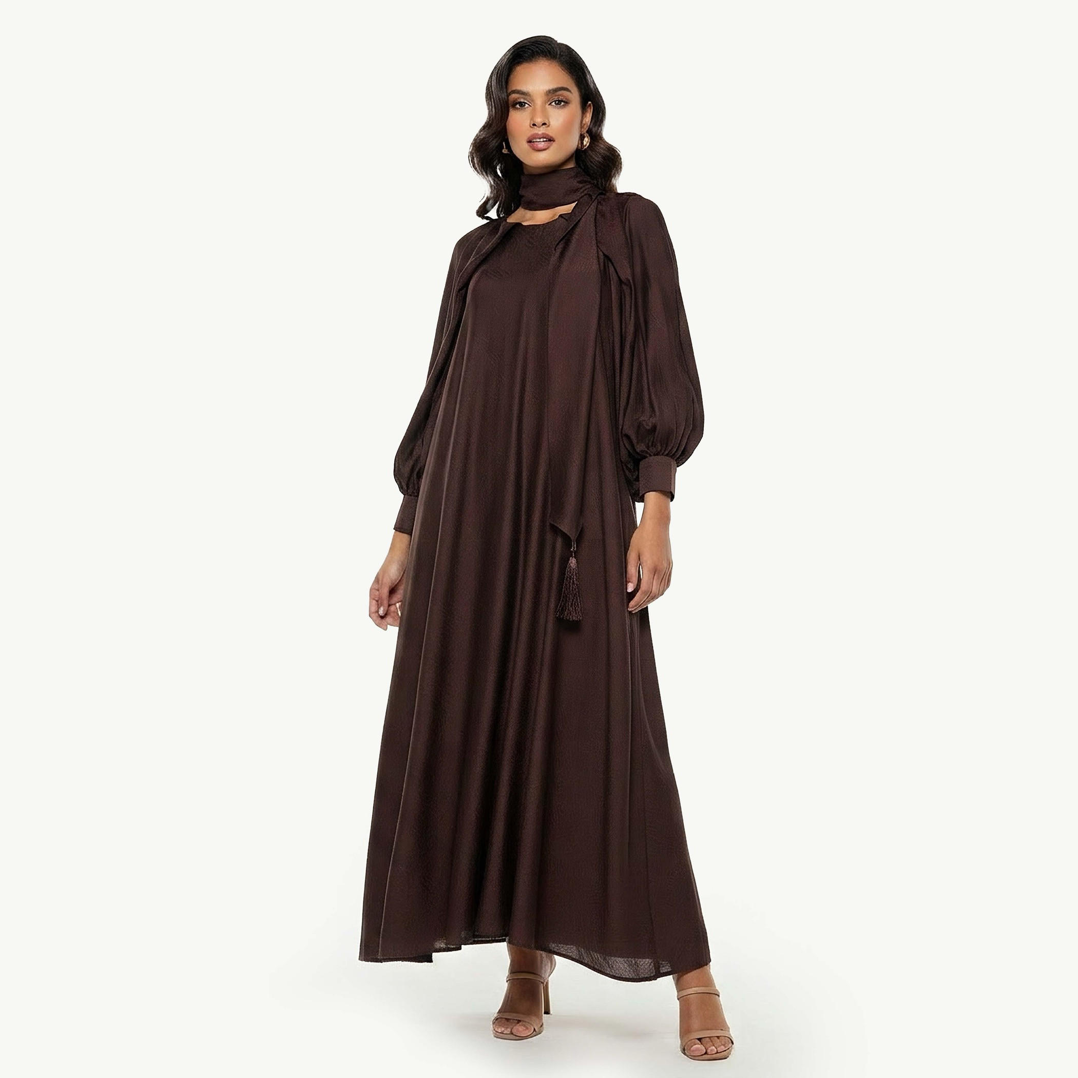 Iconic A-line Maxi Dress with Volume Sleeves-women-clothing-dresses-image-3