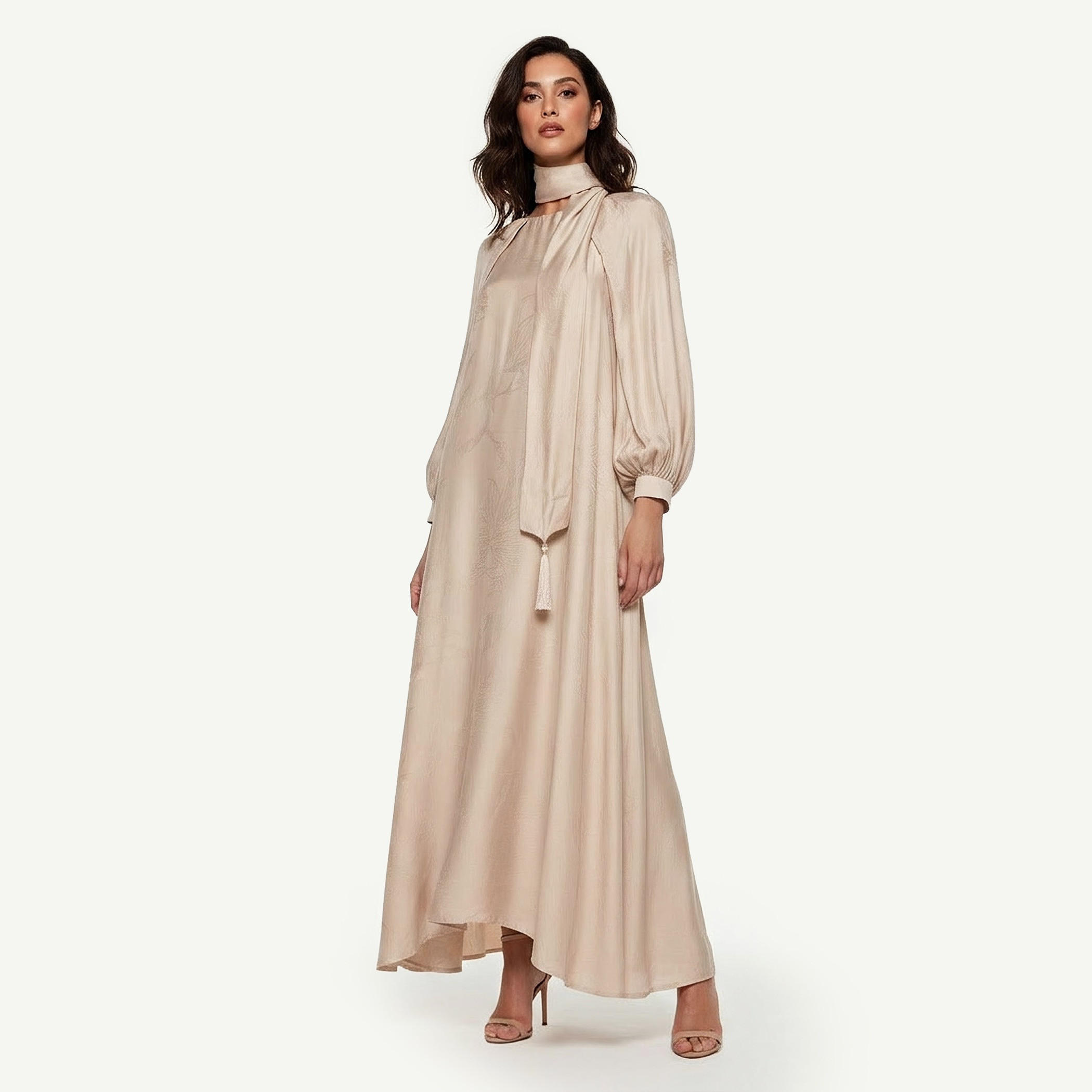 Iconic A-line Maxi Dress with Volume Sleeves-women-clothing-dresses-image-3