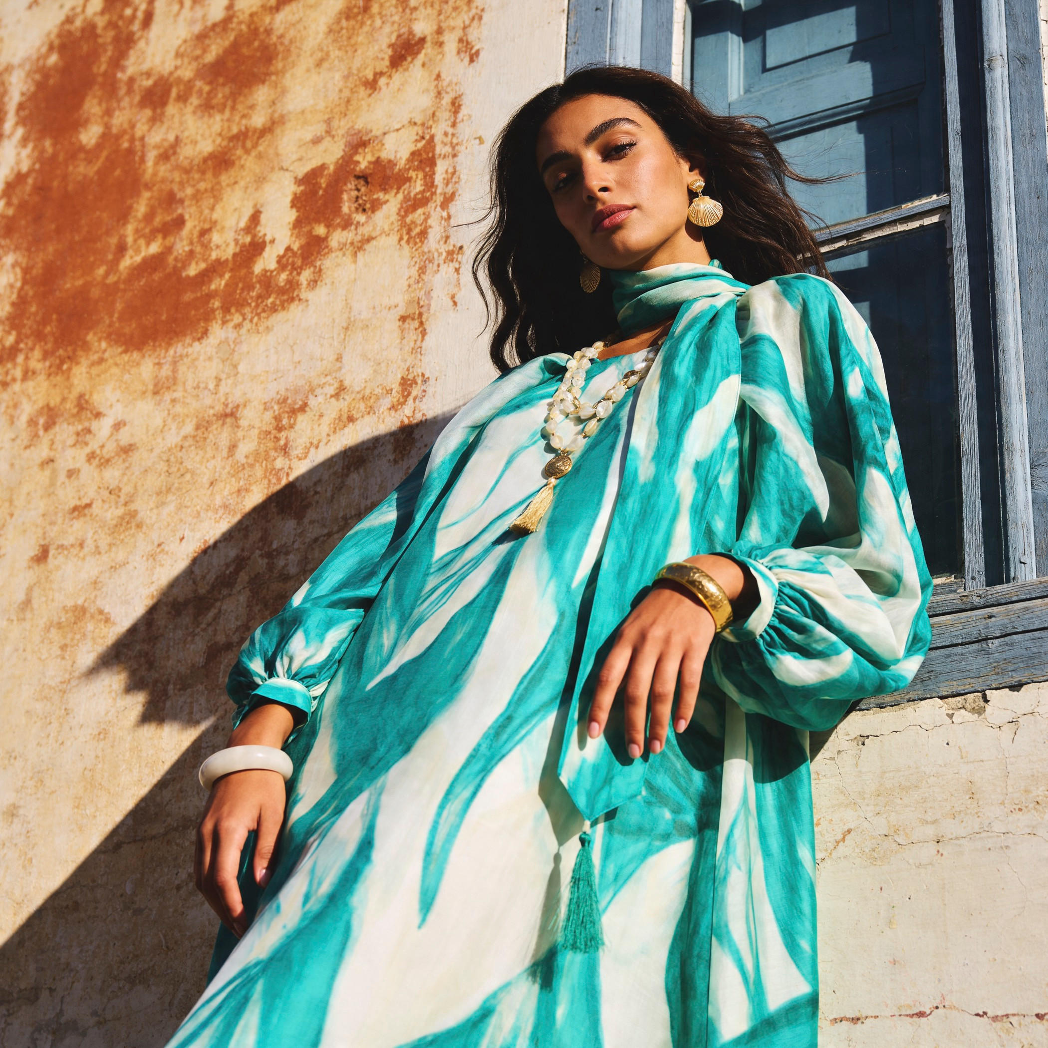 Iconic Printed A-line Women Dress with Volume Sleeves-women-clothing-dresses-image-1
