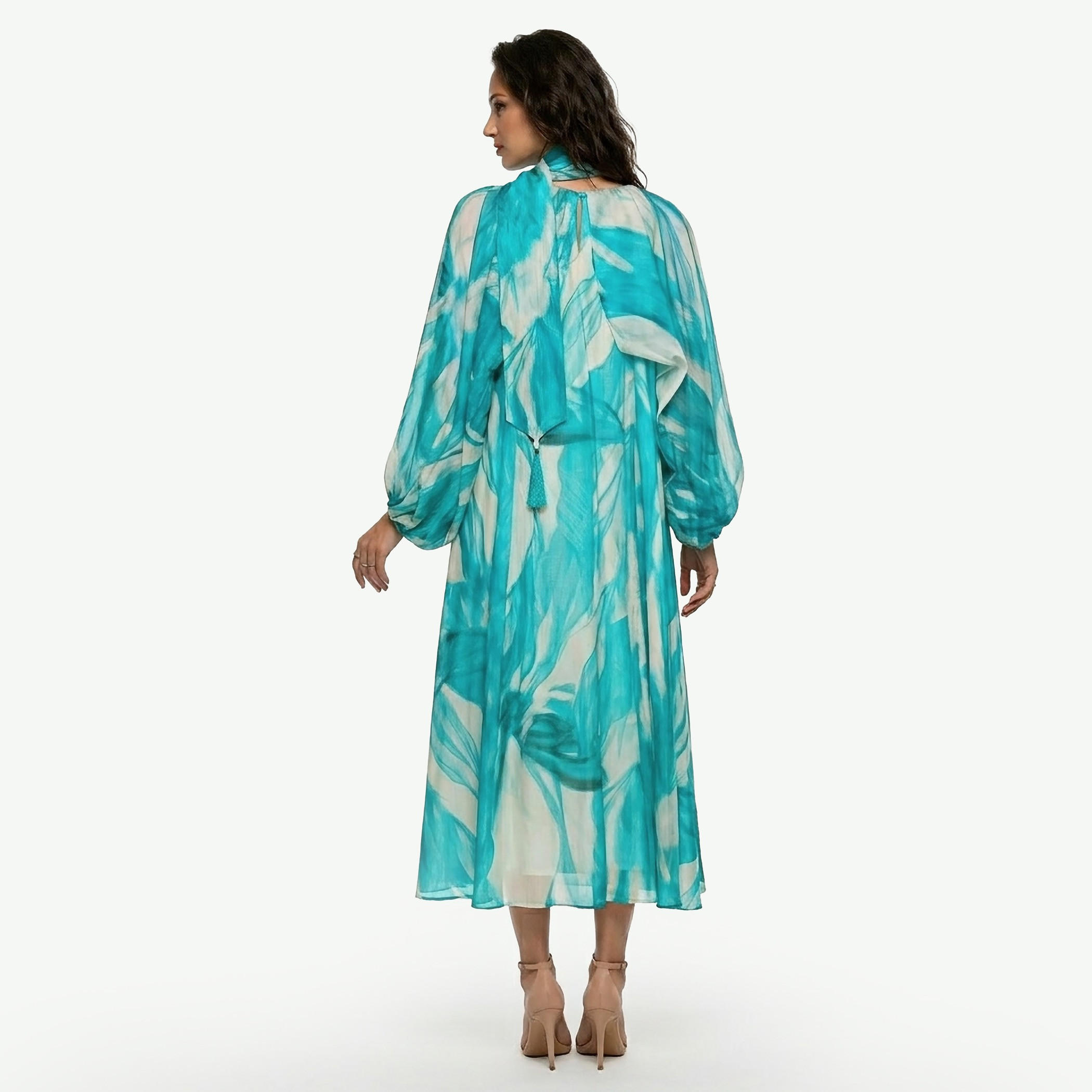 Iconic Printed A-line Women Dress with Volume Sleeves-women-clothing-dresses-image-4